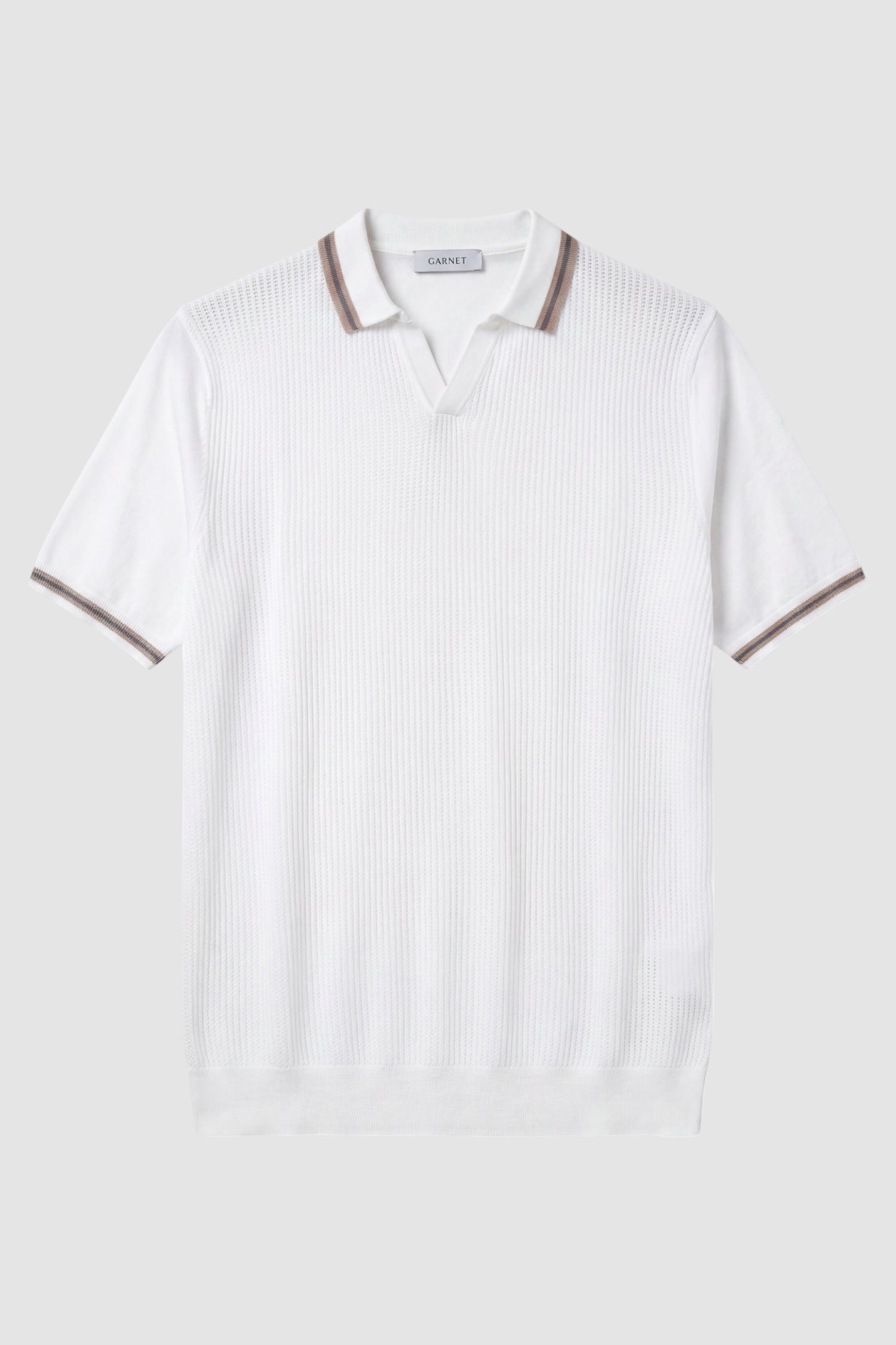 Open Collar Textured Cotton-Tencel Polo