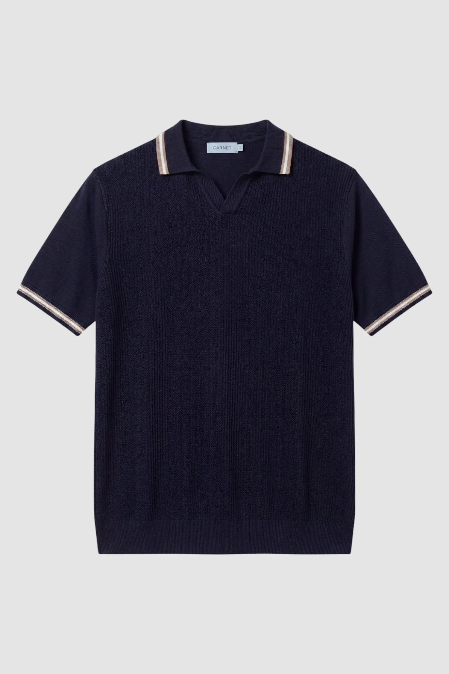 Open Collar Textured Cotton-Tencel Polo