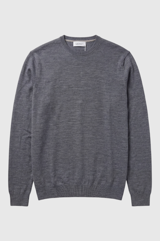Merino Wool Solid Crew Neck Sweater