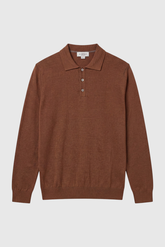 Merino Wool Solid Polo Sweater