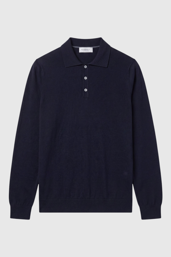 Merino Wool Solid Polo Sweater