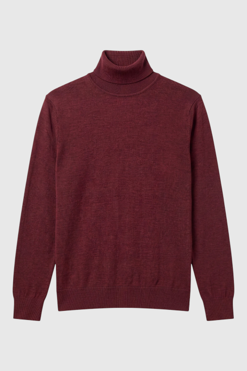 Merino Wool Solid Turtle Neck Sweater