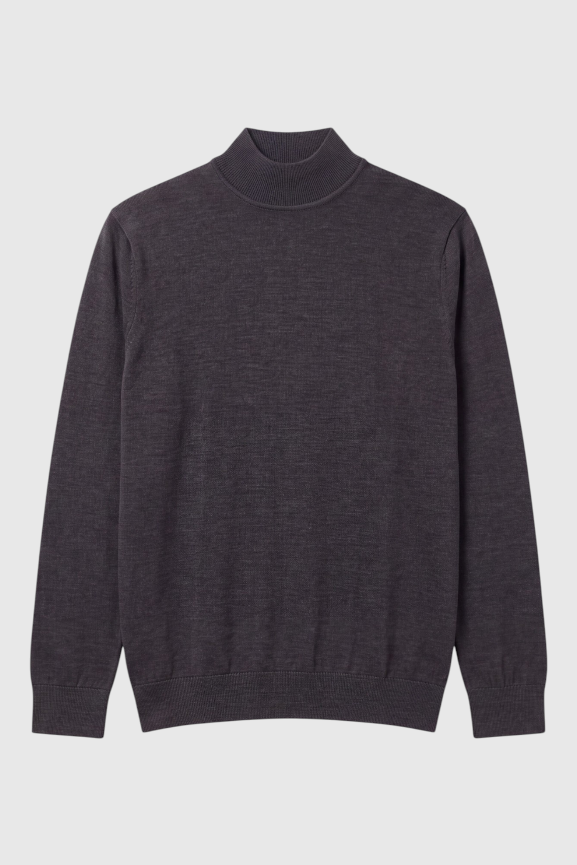 Merino Wool Solid Mock Neck Sweater