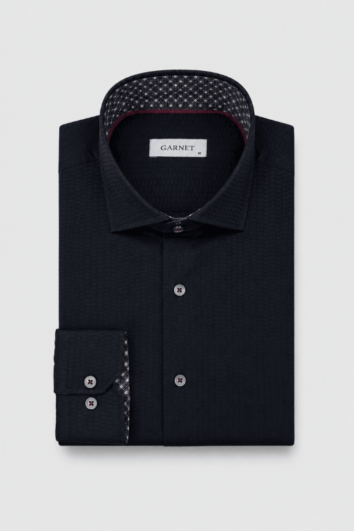 Lucas Jacquard Contrast-Trim Solid Shirt