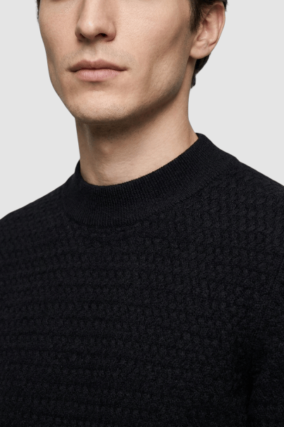 Vance Merino Mock Cable-Knit Turtleneck Sweater