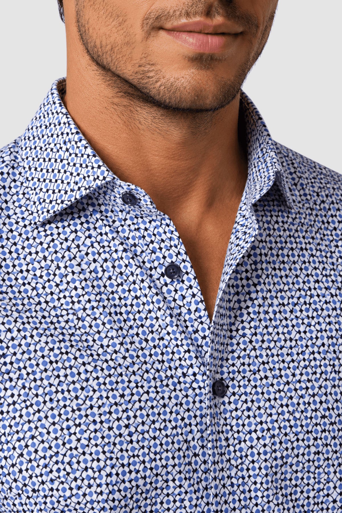 Callum Micro-Pattern Contrast-Trim Shirt
