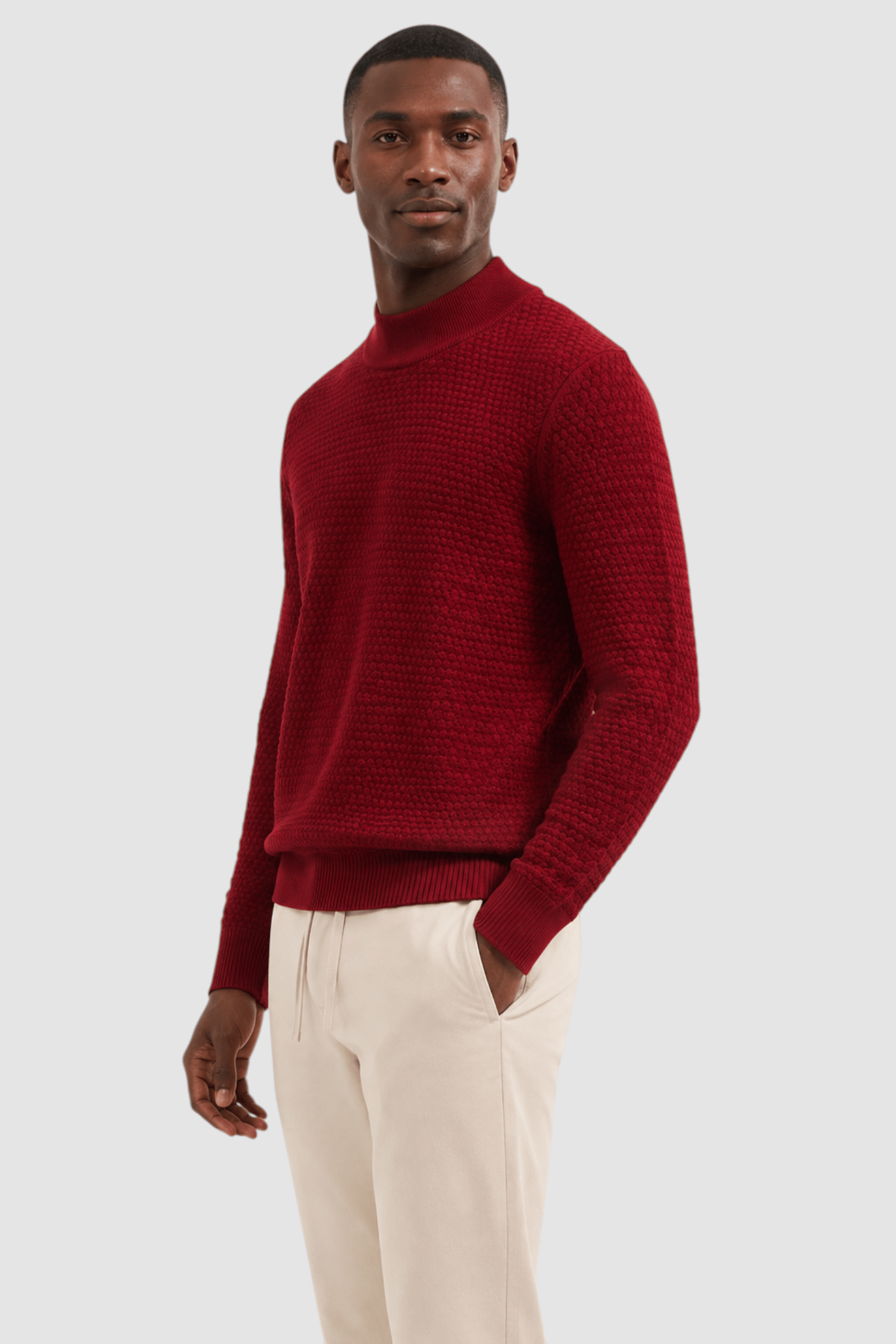 Vance Merino Mock Cable-Knit Turtleneck Sweater