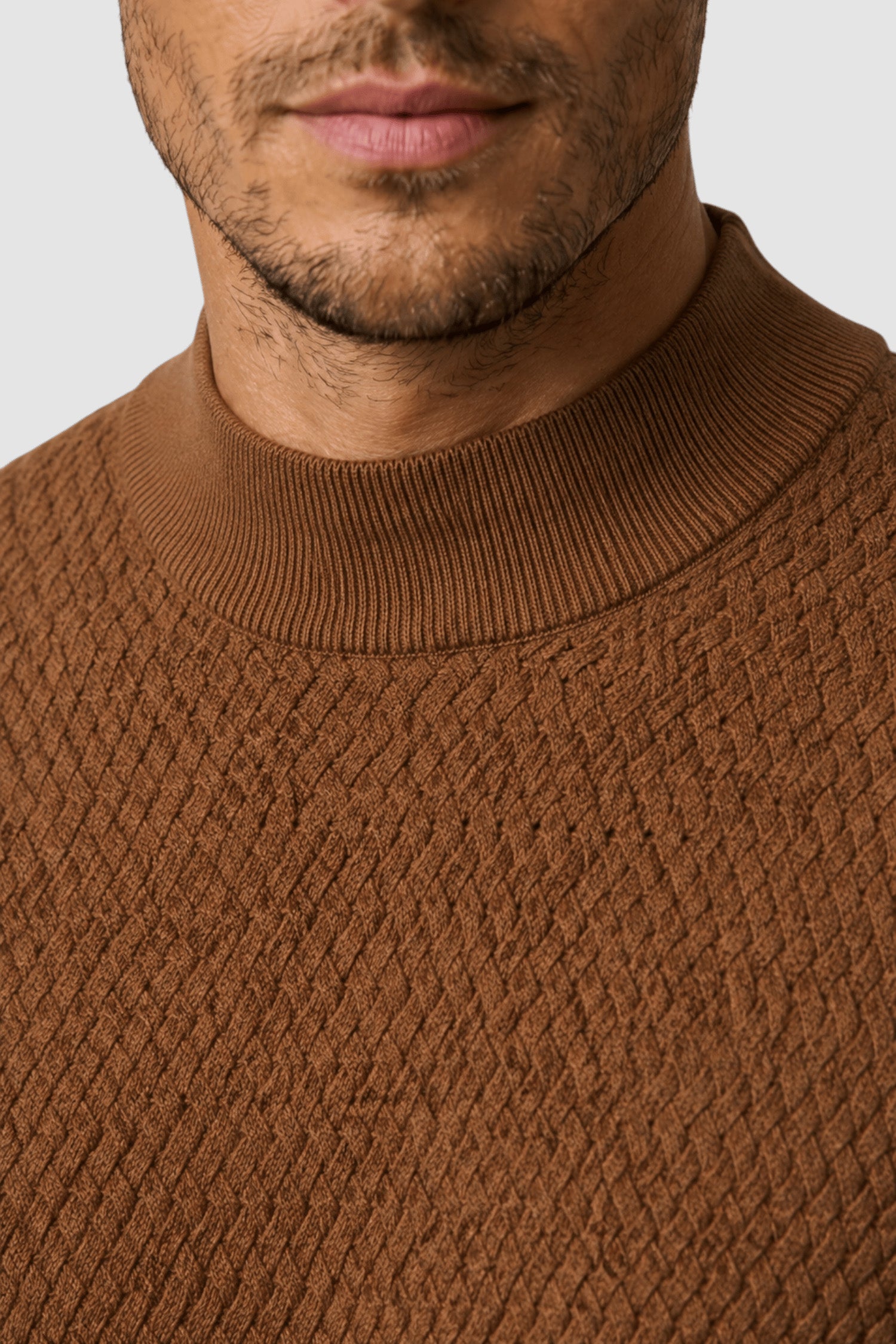 Vance Merino Mock Cable-Knit Turtleneck Sweater