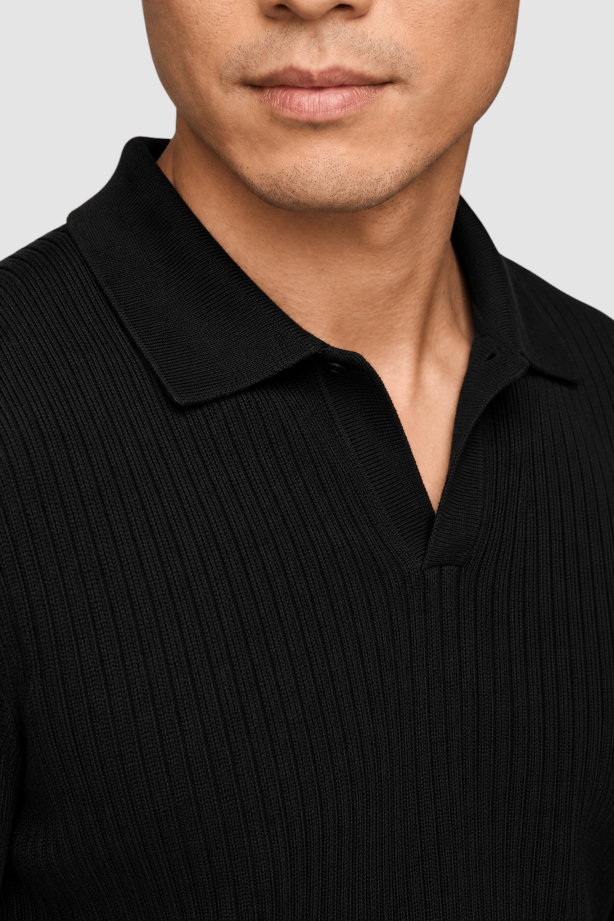 Wade Merino V Polo Button-Collar Sweater