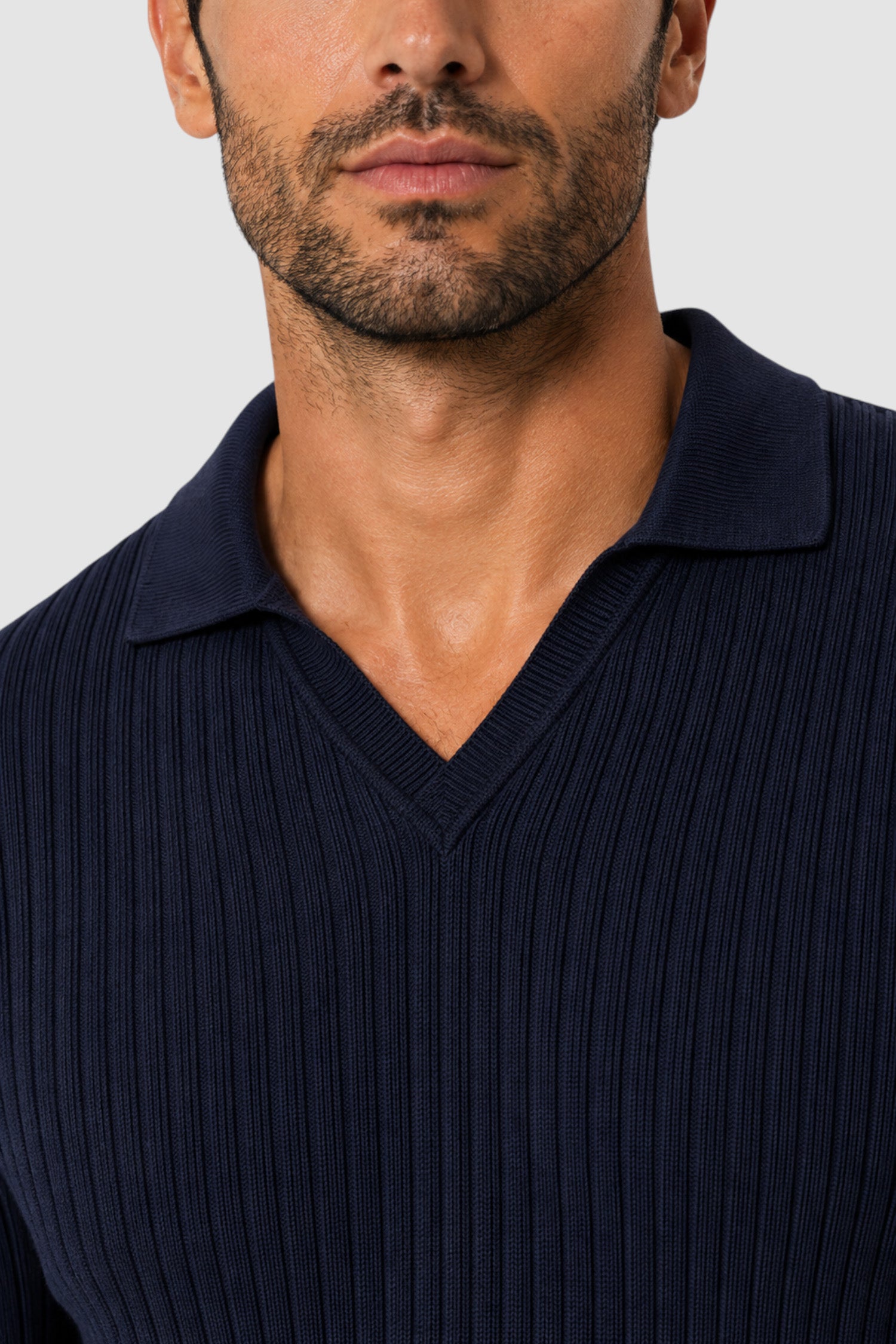 Wade Merino V Polo Button-Collar Sweater