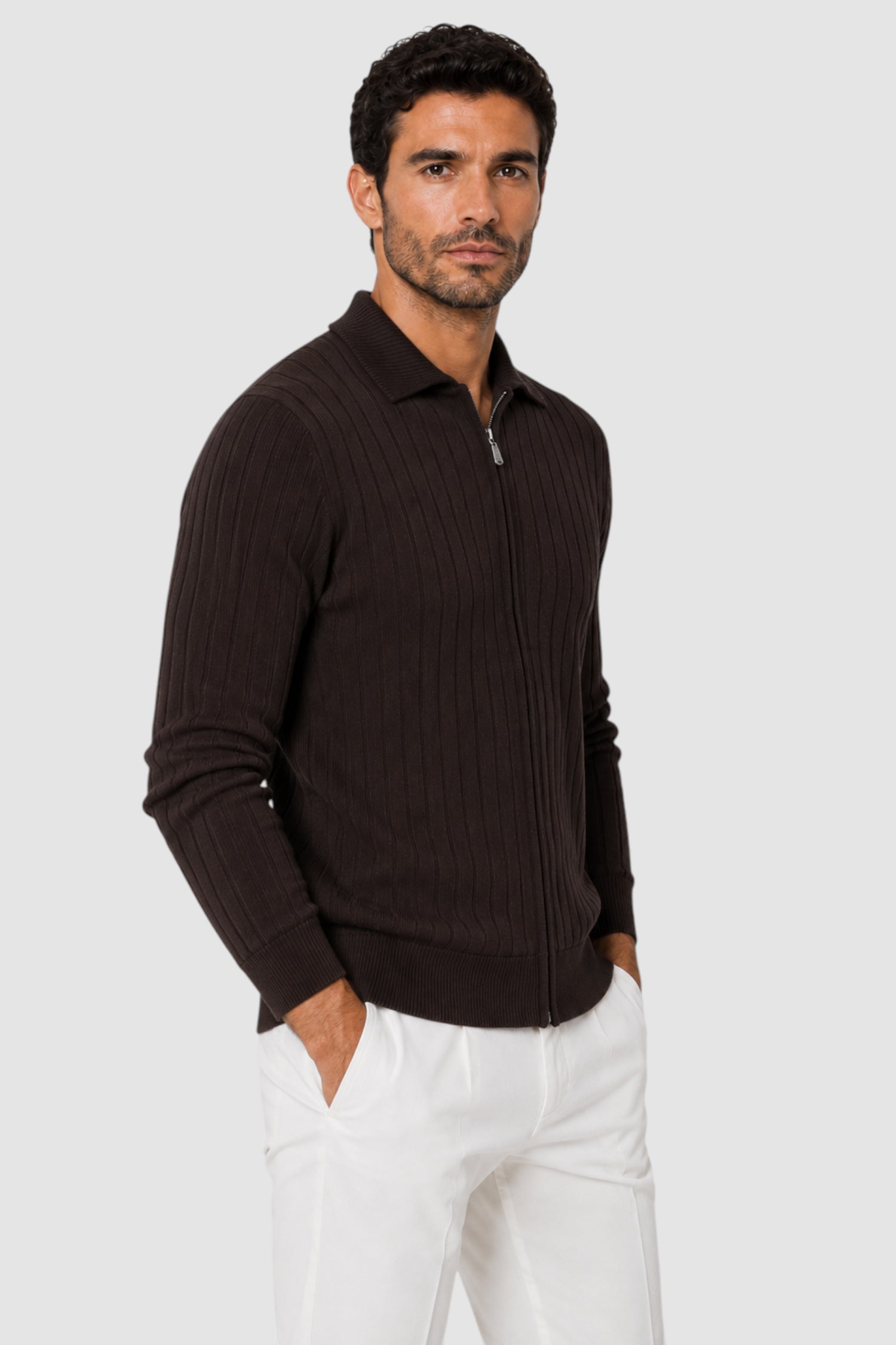 Yates Full Two-Tone Half-Zip Sweater