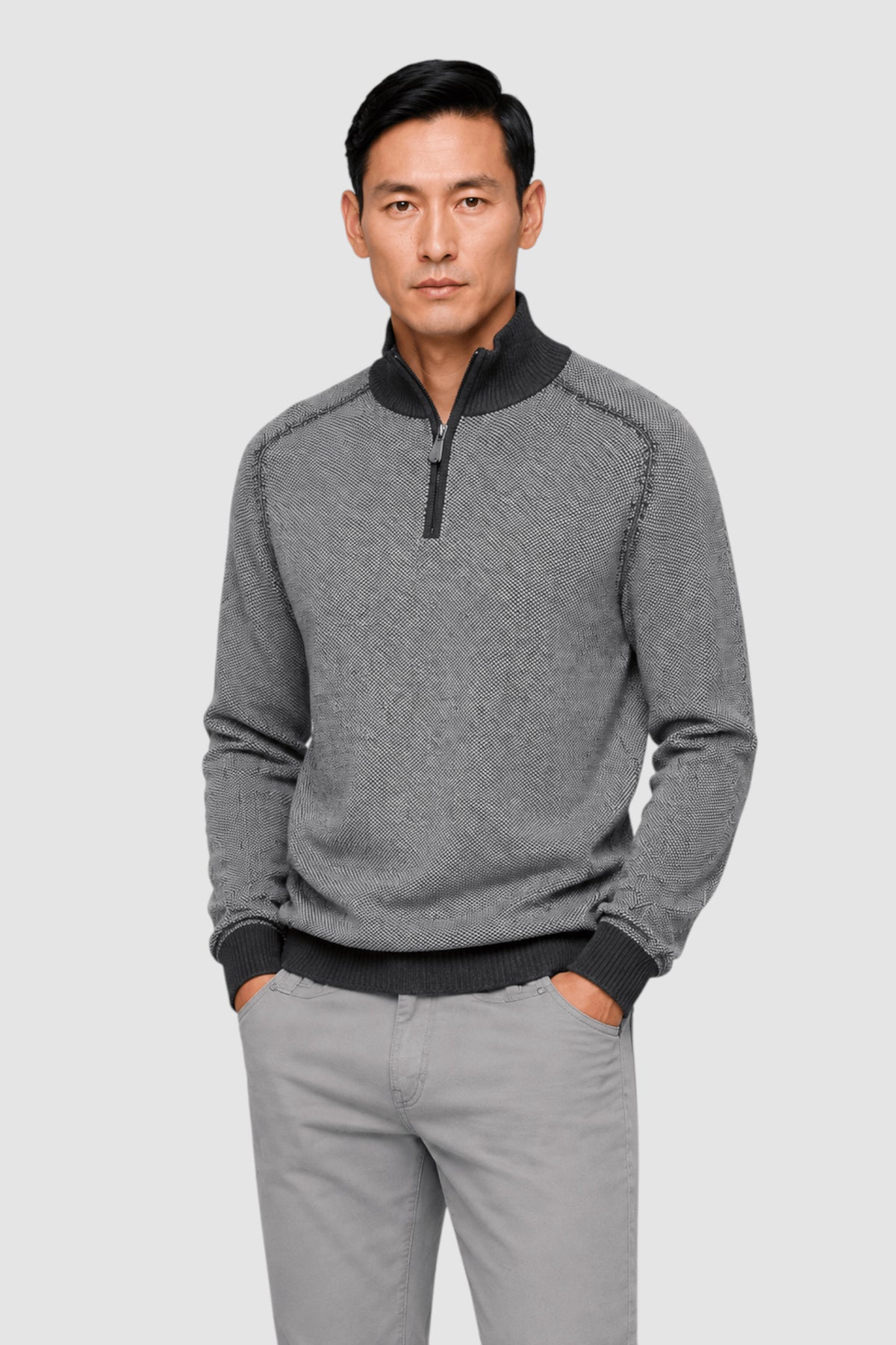 Jarrett Contrast-Trim Quarter-Zip Sweater