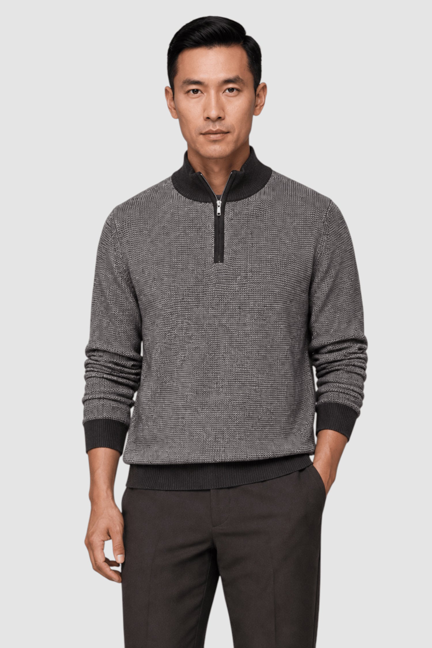 Jarrett Contrast-Trim Quarter-Zip Sweater