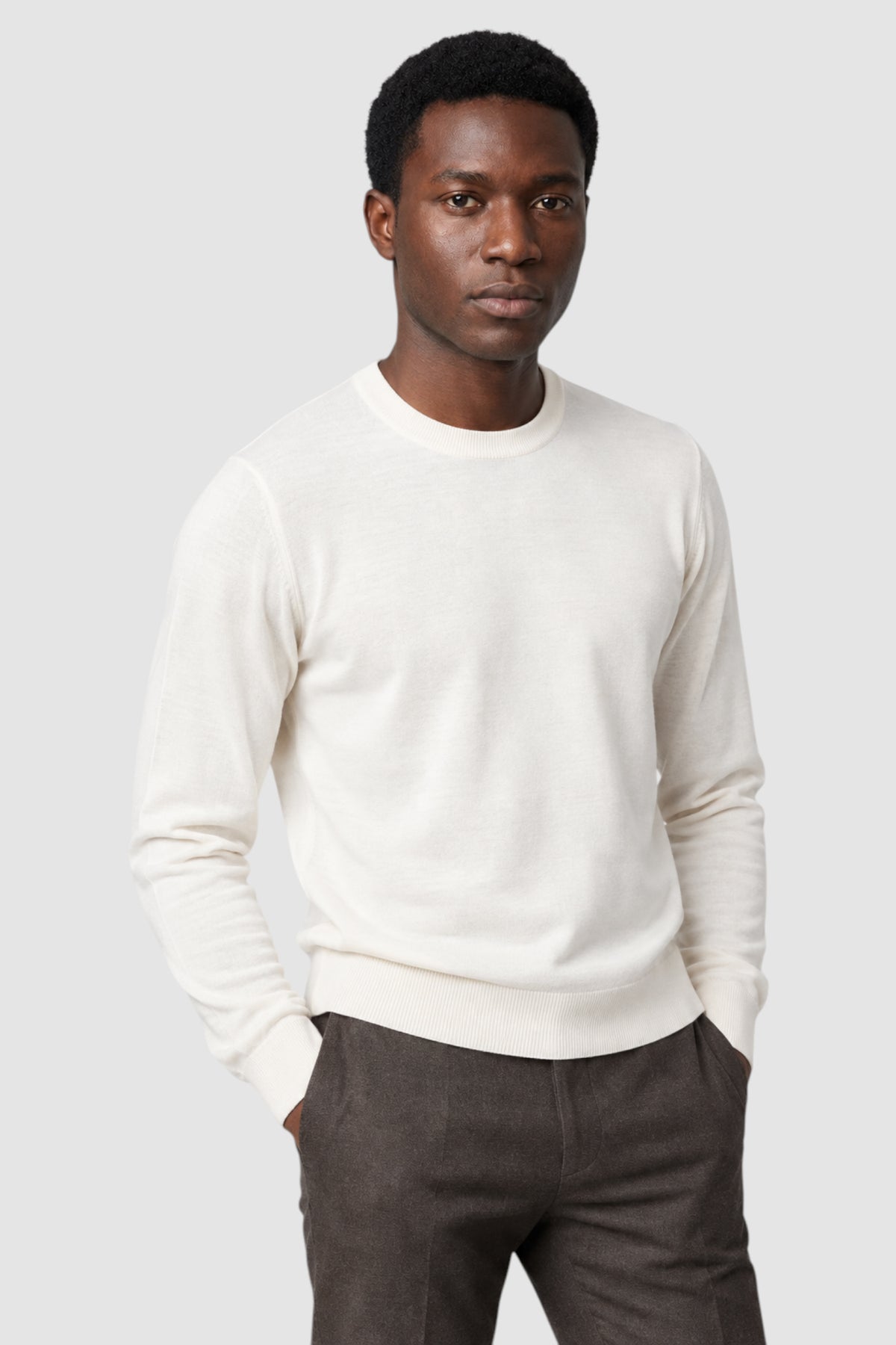 Merino Wool Solid Crew Neck Sweater