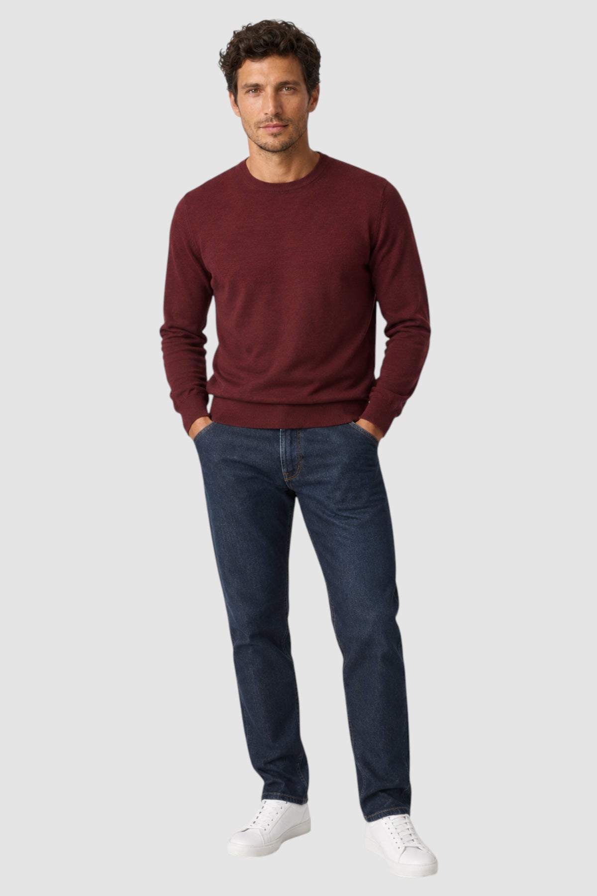 Merino Wool Solid Crew Neck Sweater