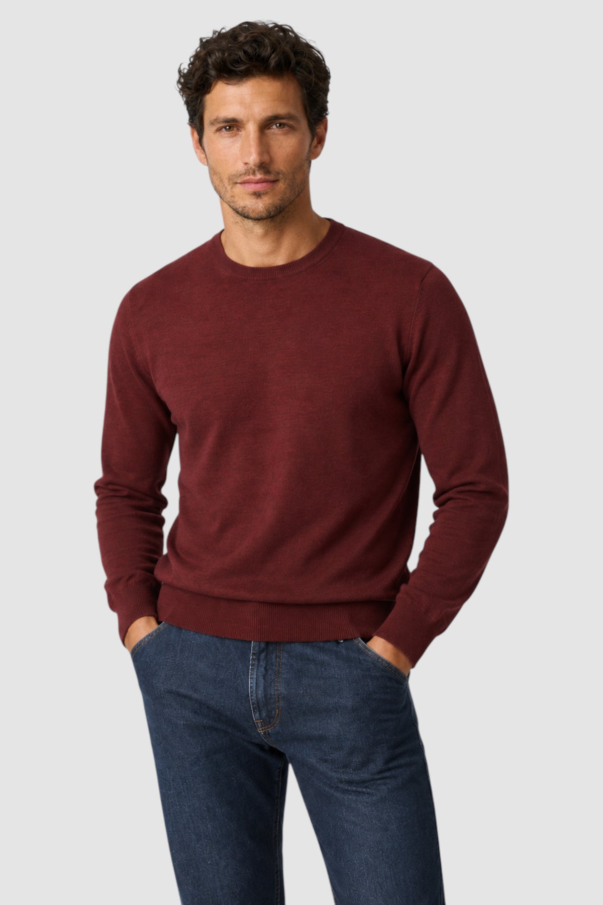Merino Wool Solid Crew Neck Sweater