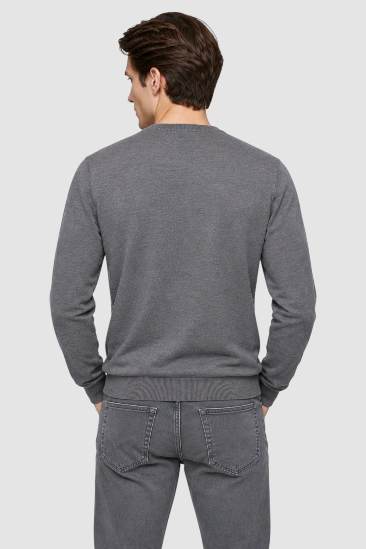 Merino Wool Solid Crew Neck Sweater
