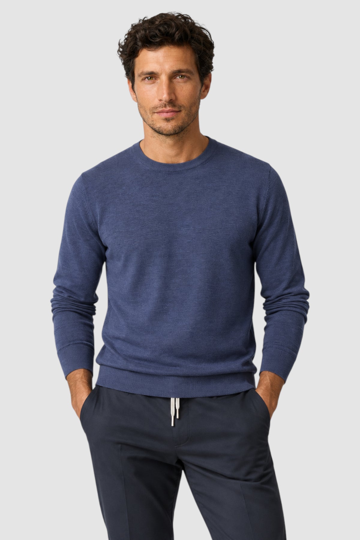 Merino Wool Solid Crew Neck Sweater