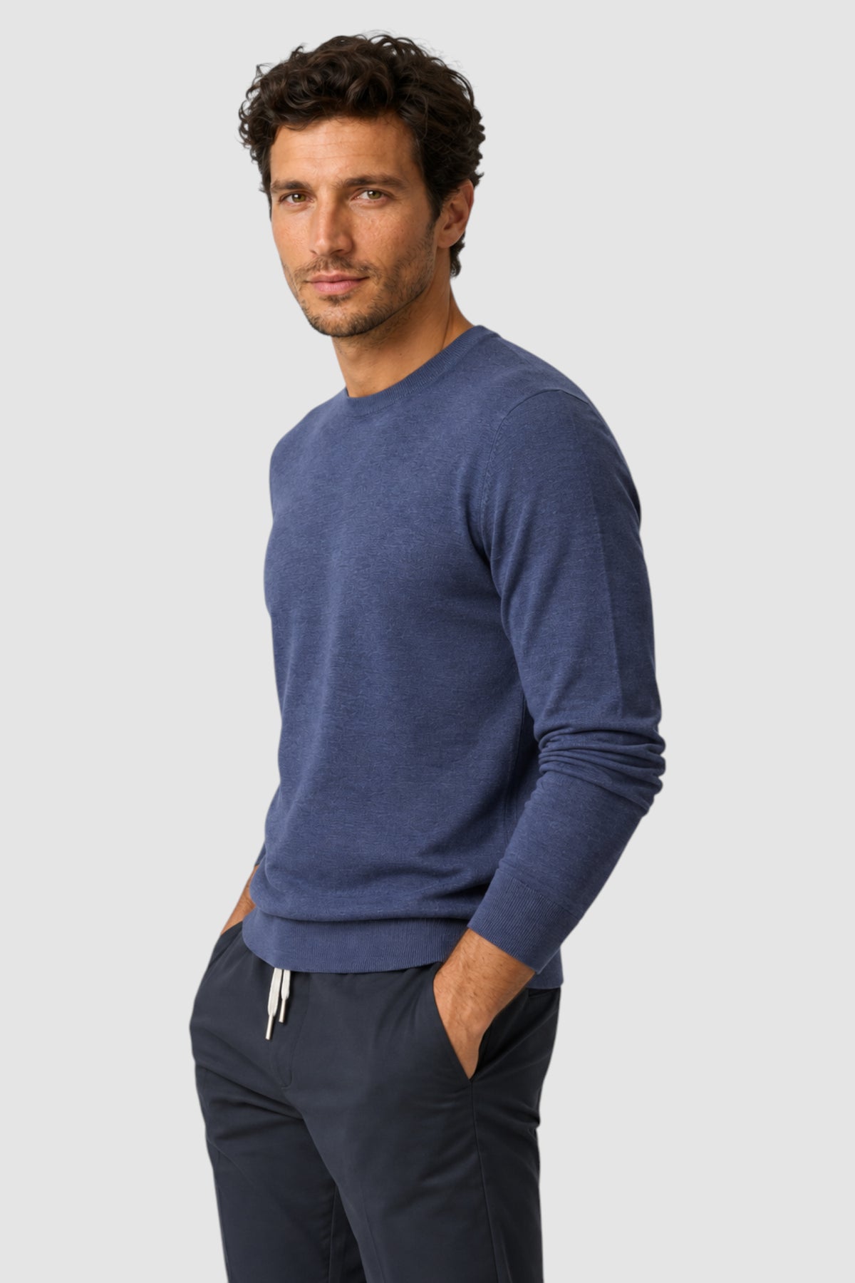 Merino Wool Solid Crew Neck Sweater