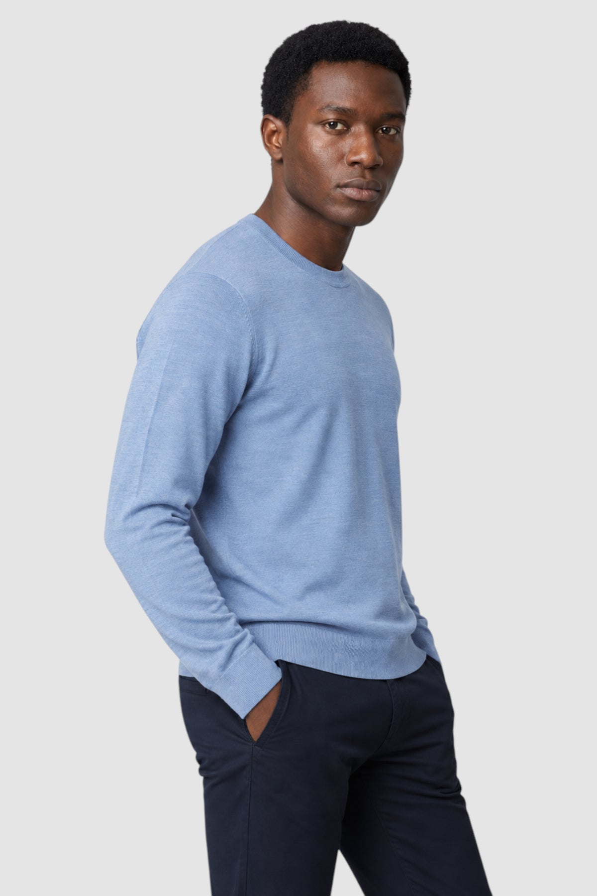 Merino Wool Solid Crew Neck Sweater