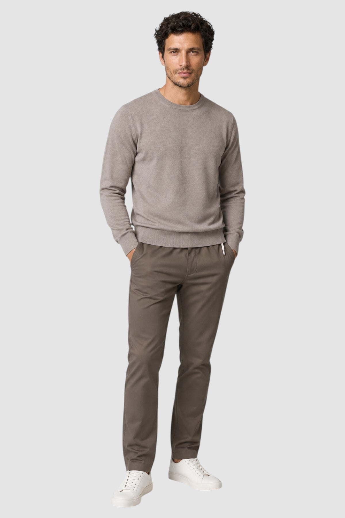 Merino Wool Solid Crew Neck Sweater