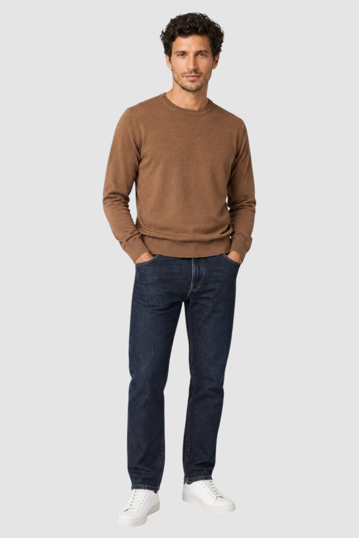 Merino Wool Solid Crew Neck Sweater