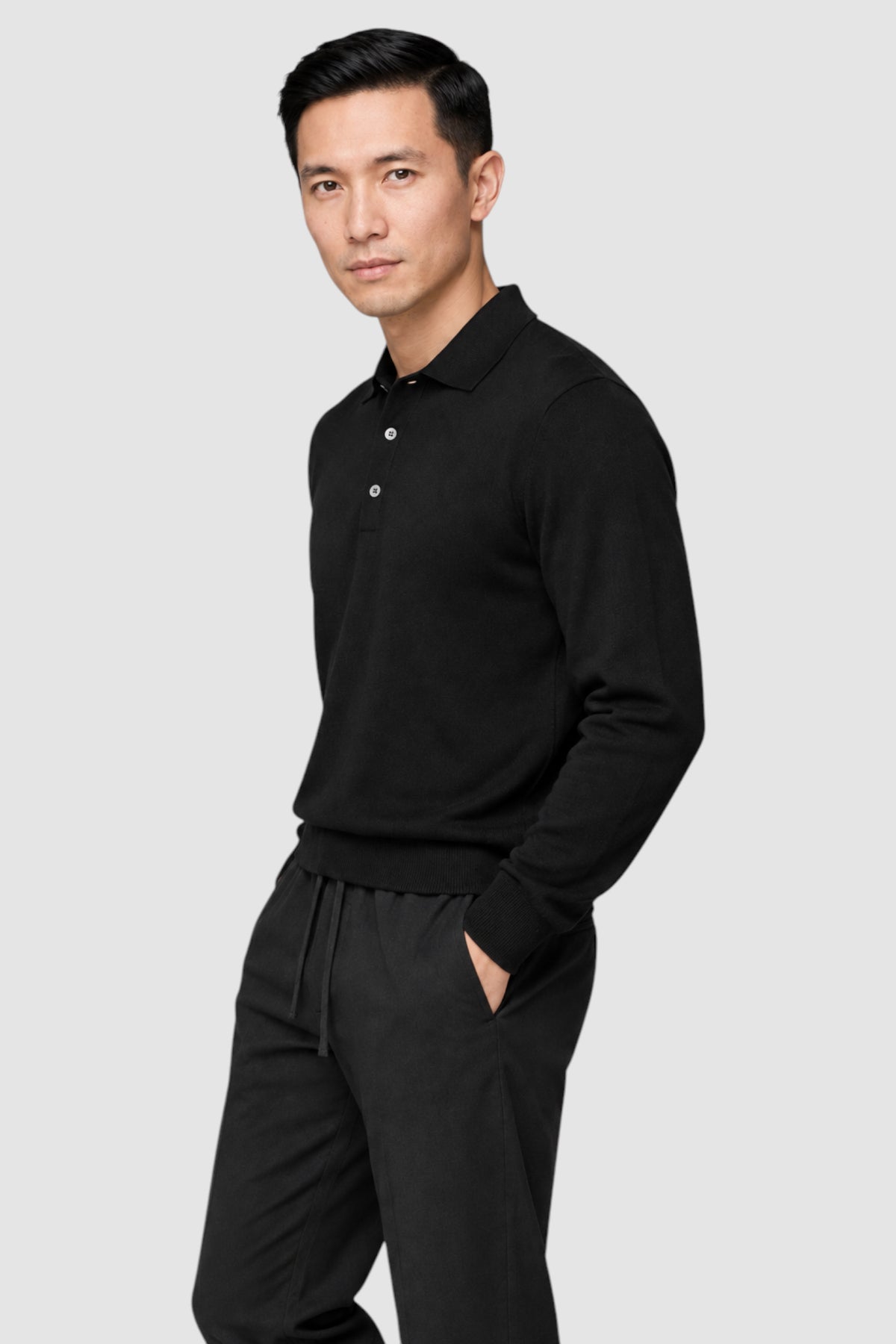 Merino Wool Solid Polo Sweater