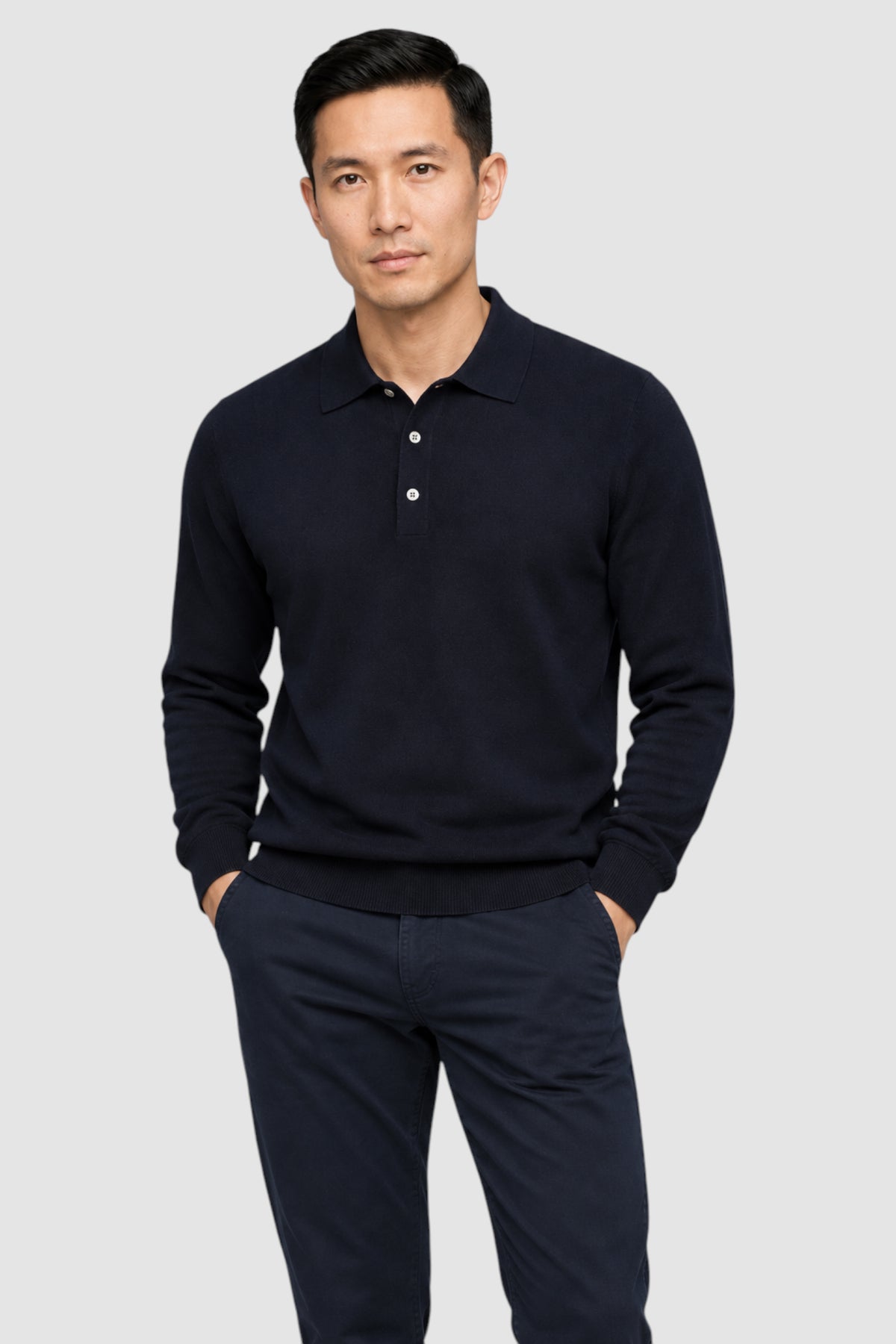 Merino Wool Solid Polo Sweater