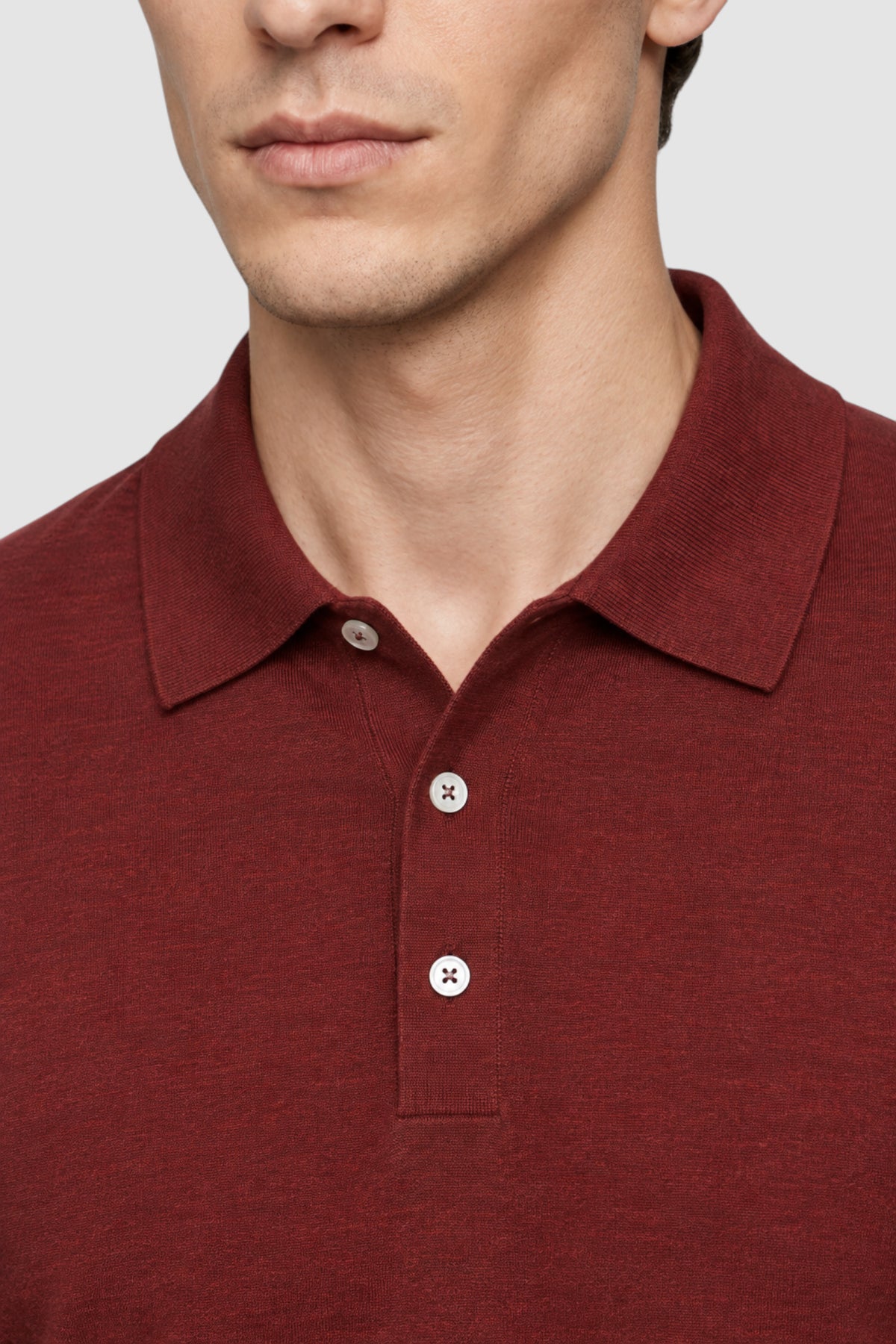 Merino Wool Solid Polo Sweater