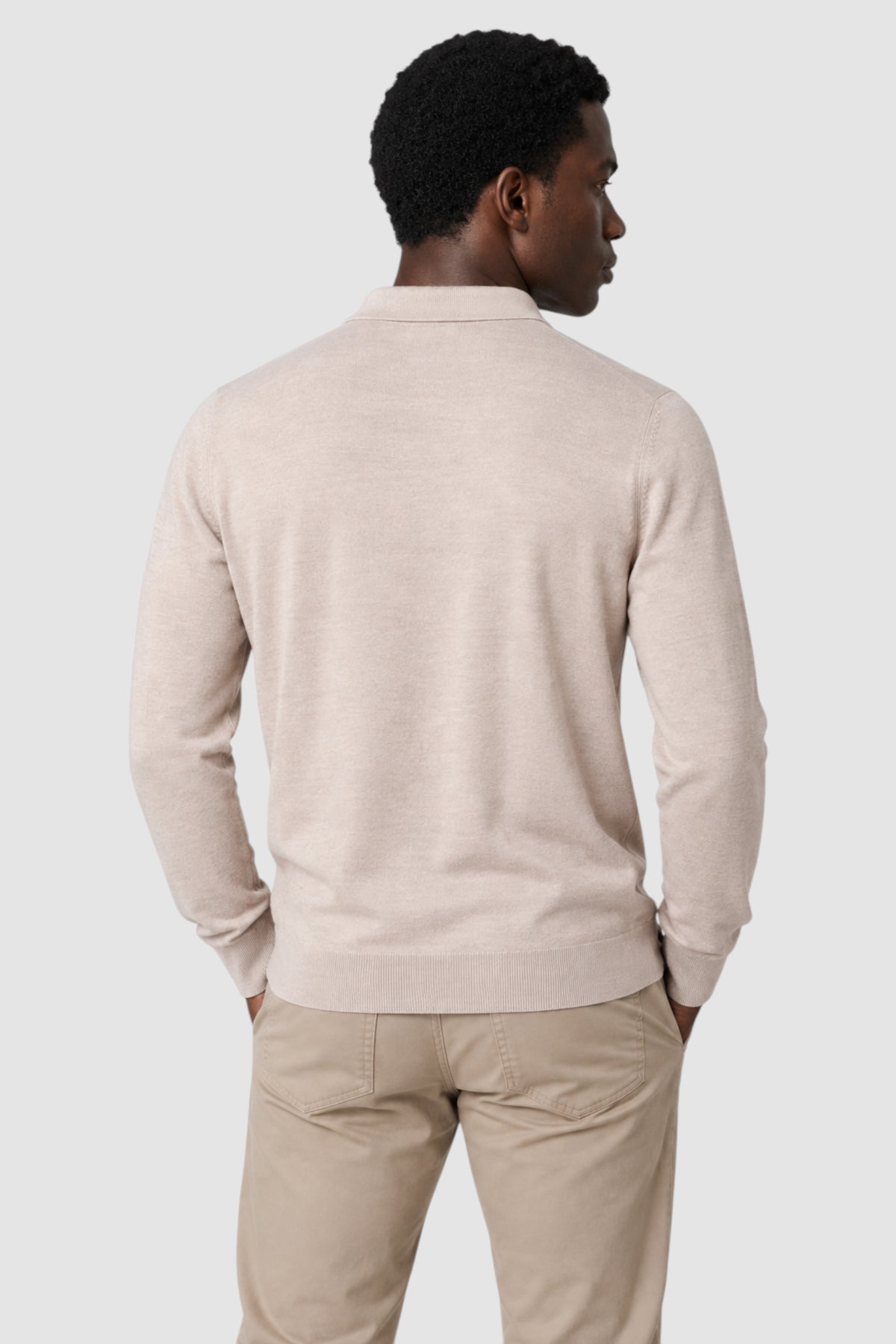 Merino Wool Solid Polo Sweater