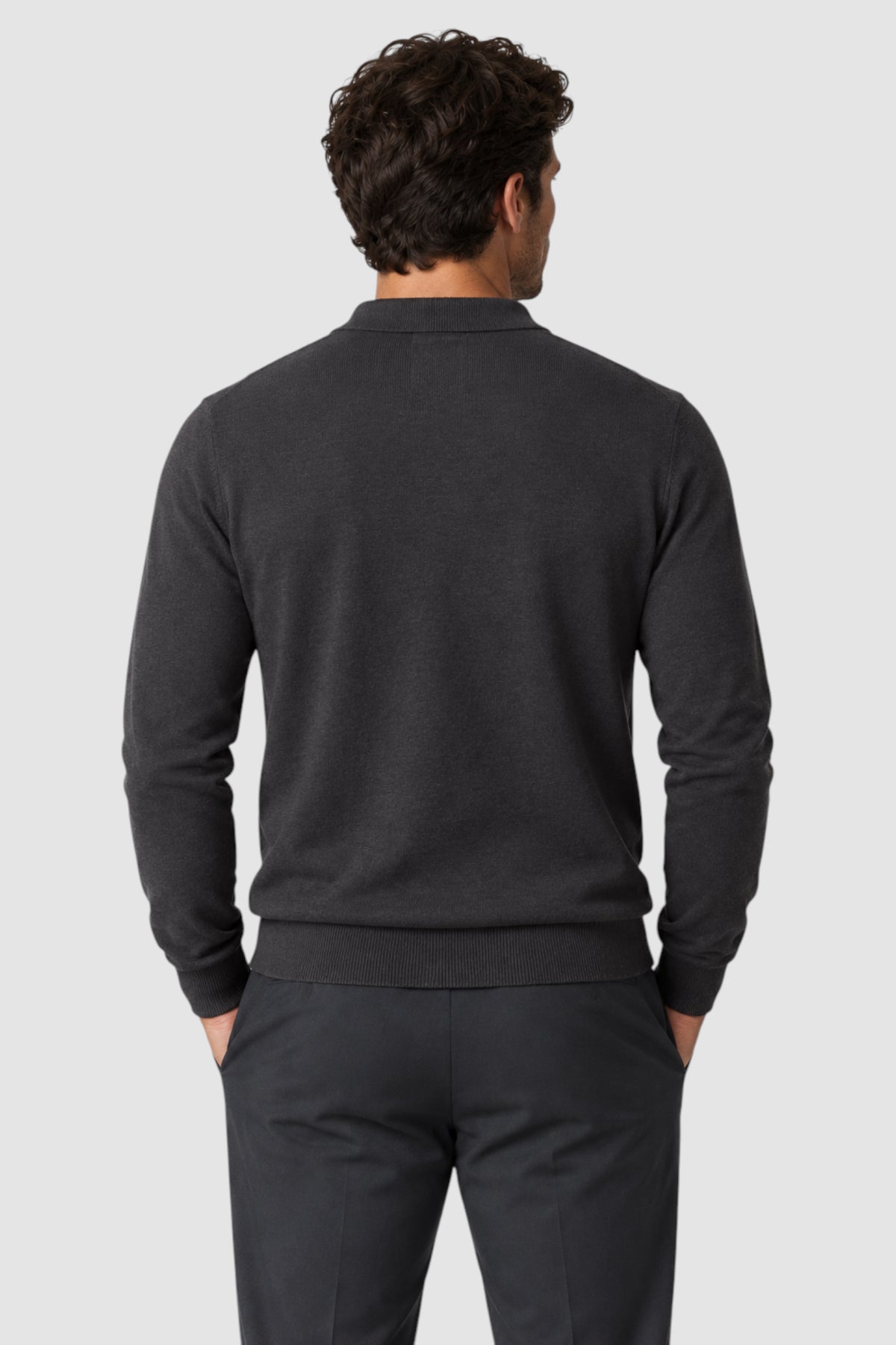 Merino Wool Solid Polo Sweater