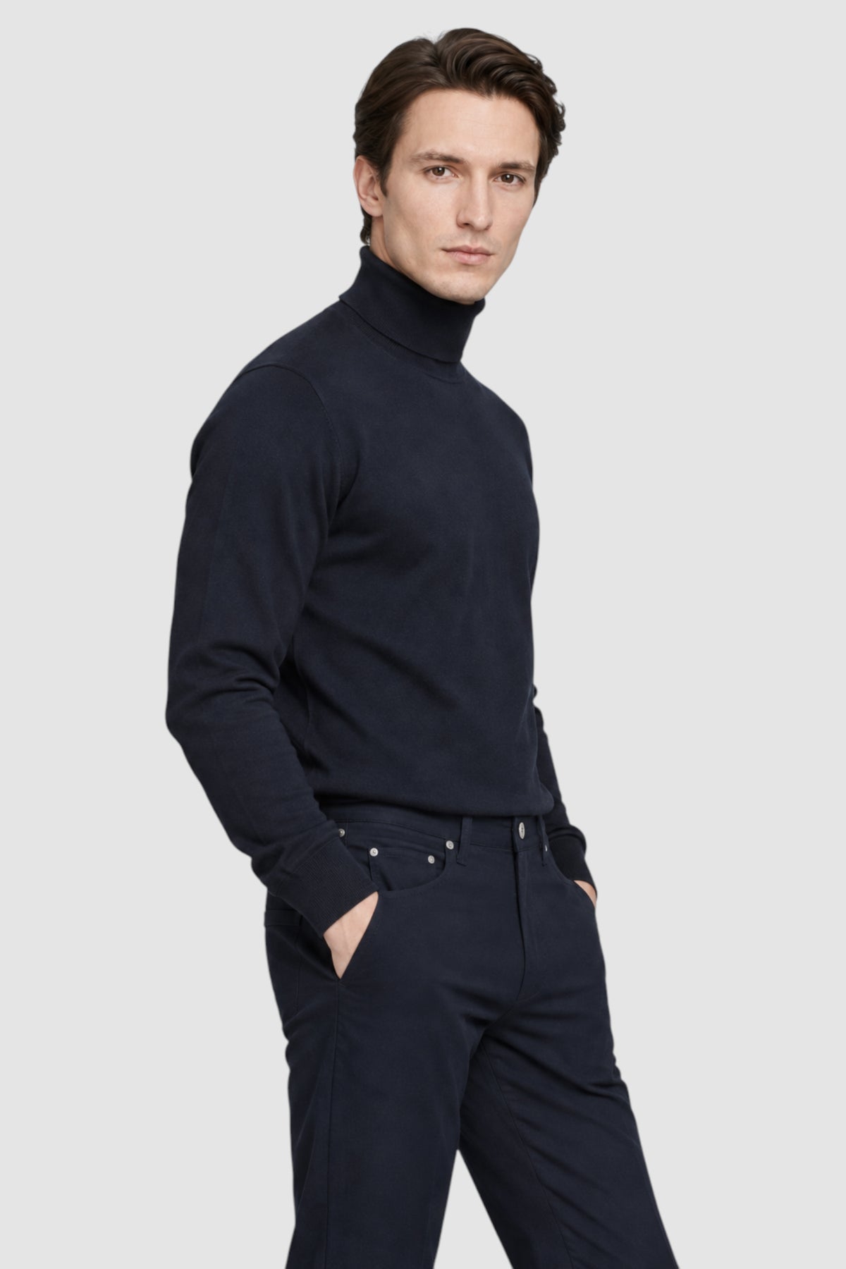 Merino Wool Solid Turtle Neck Sweater