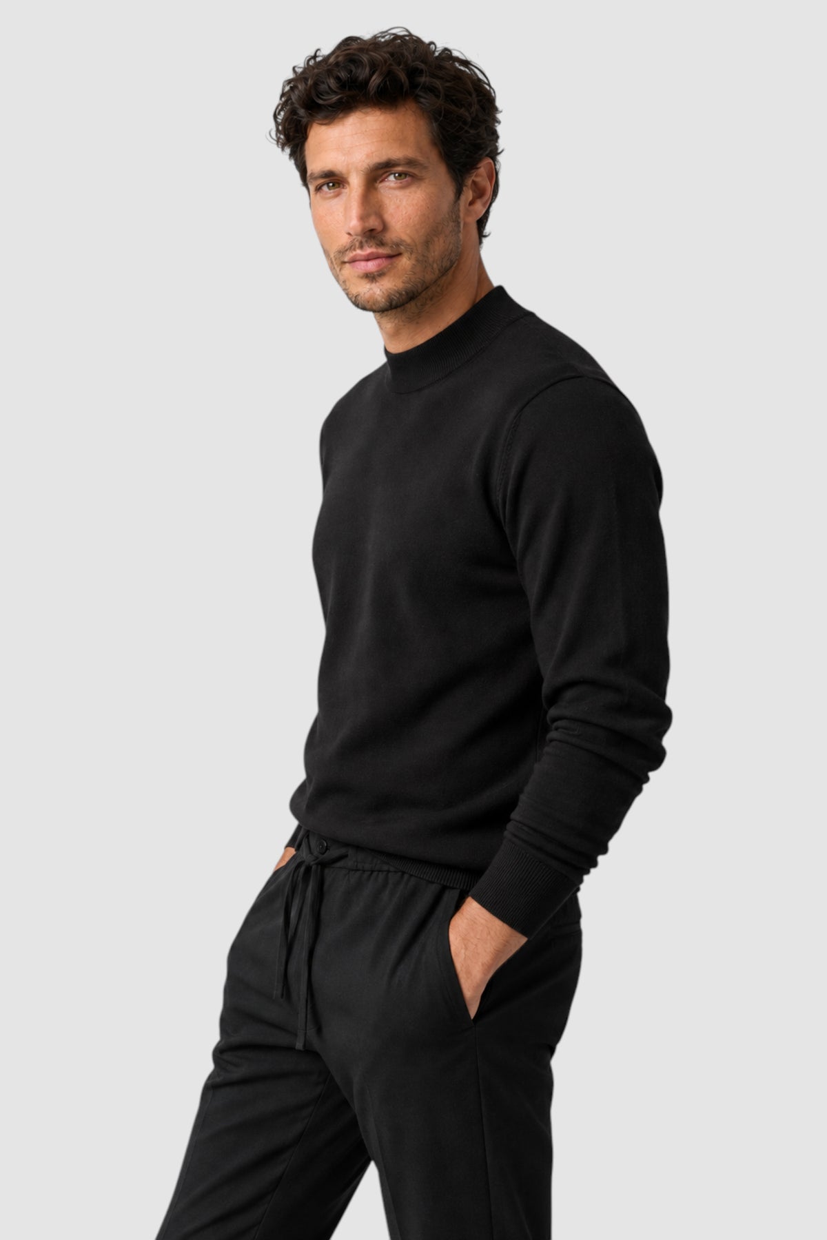 Merino Wool Solid Mock Neck Sweater