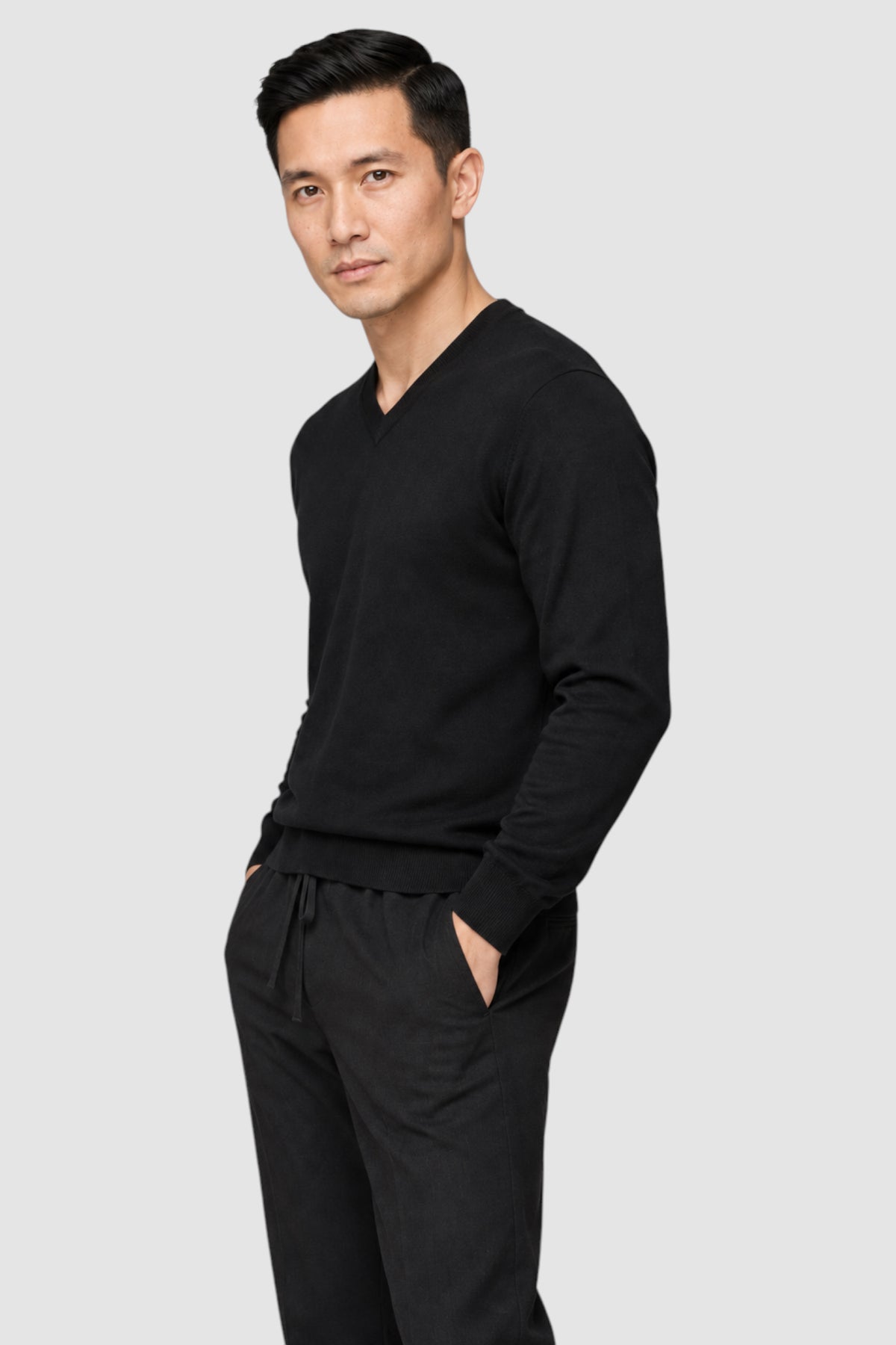 Merino Wool Solid V-Neck Sweater