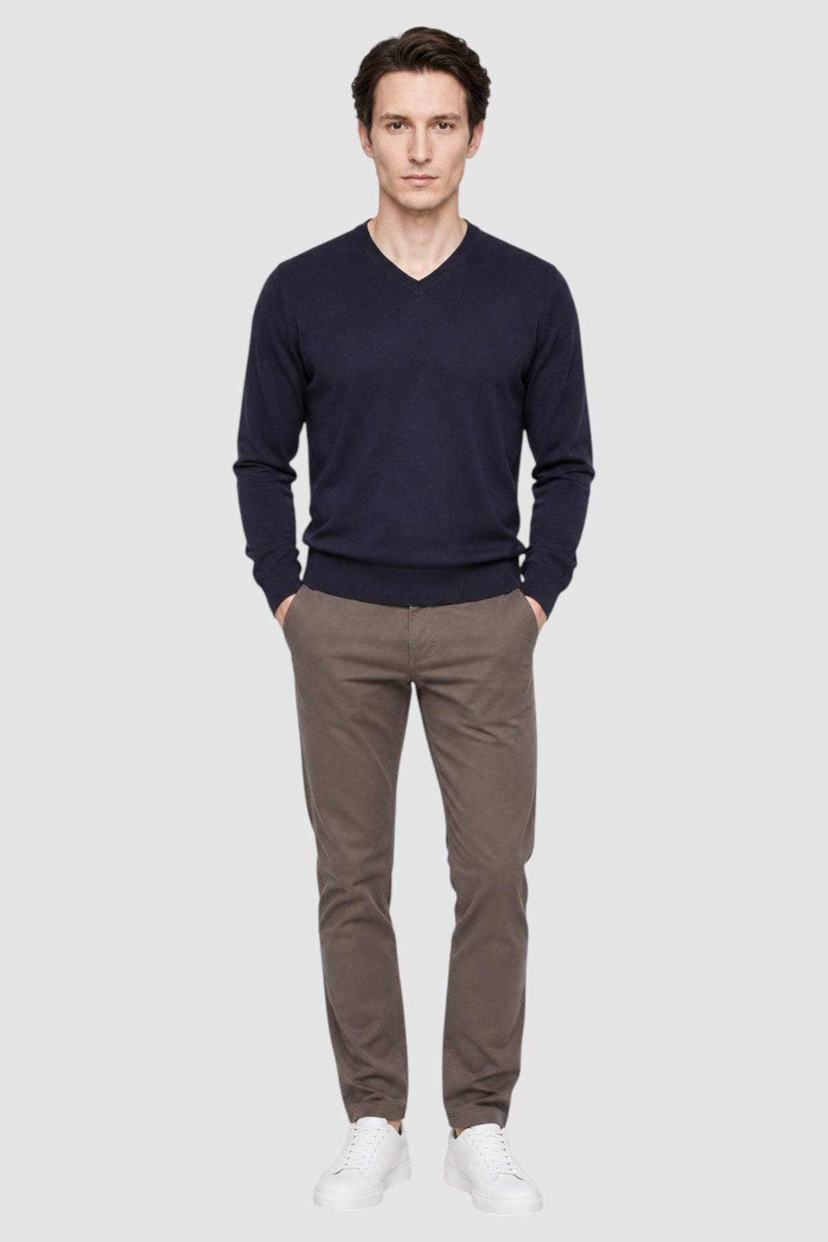 Merino Wool Solid V-Neck Sweater