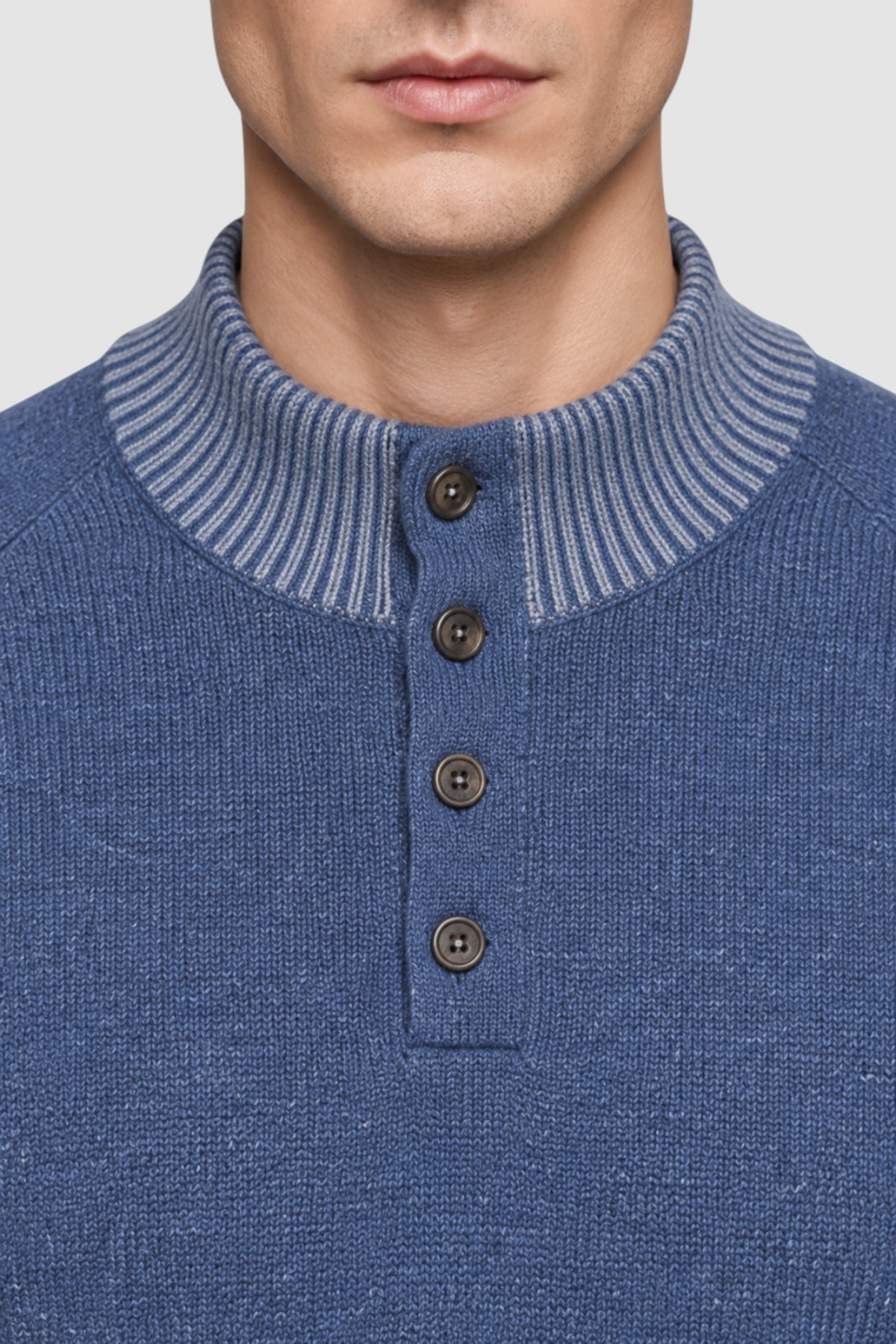 Tate Contrast-Trim Mock Neck Sweater