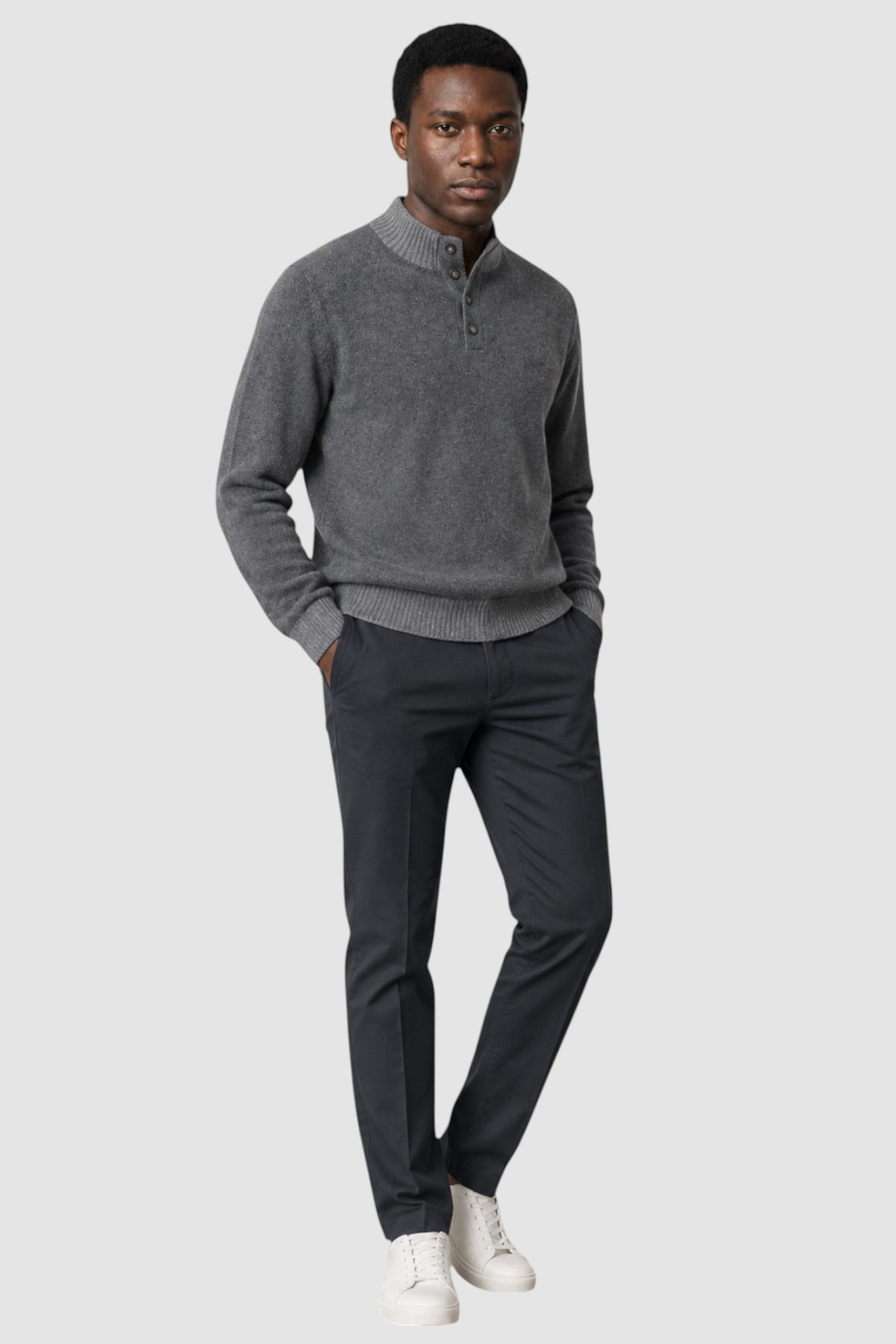Tate Contrast-Trim Mock Neck Sweater