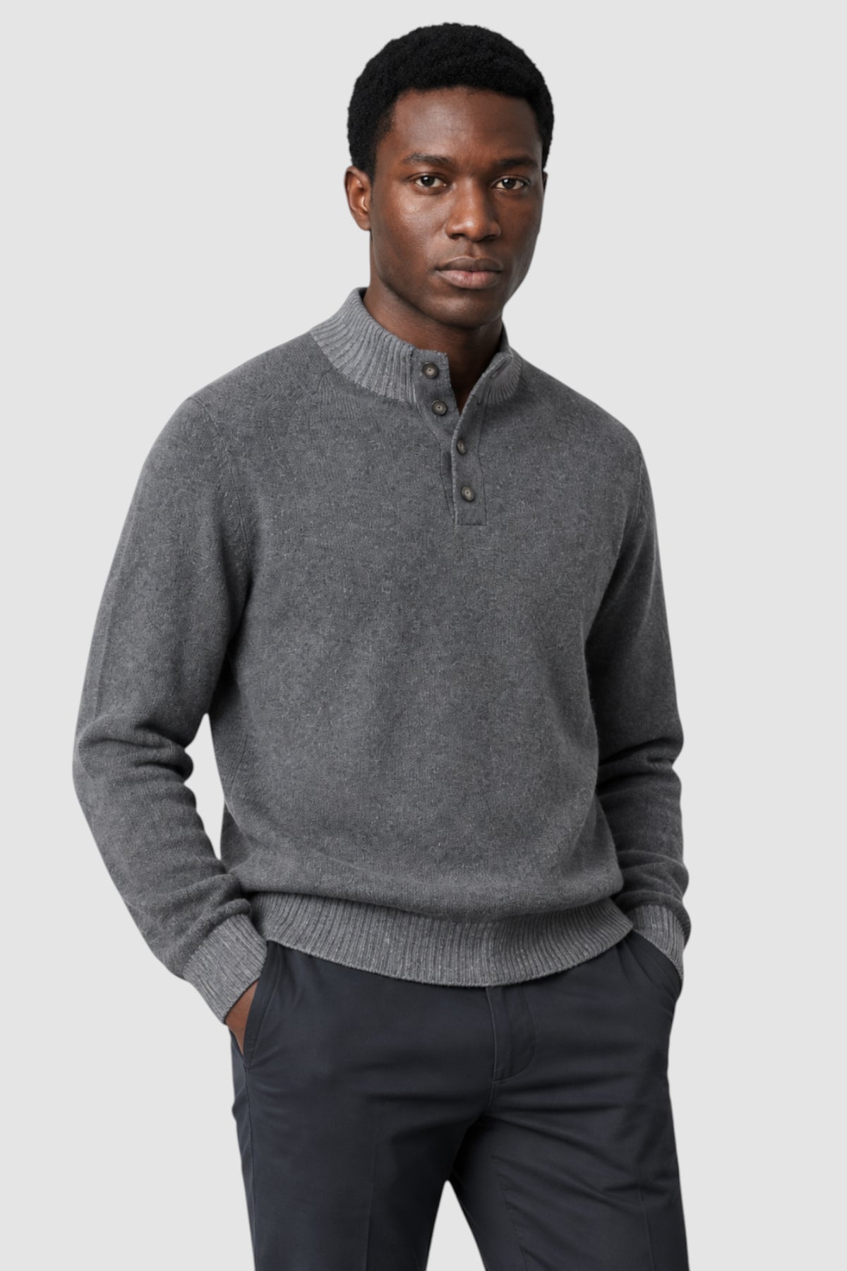 Tate Contrast-Trim Mock Neck Sweater