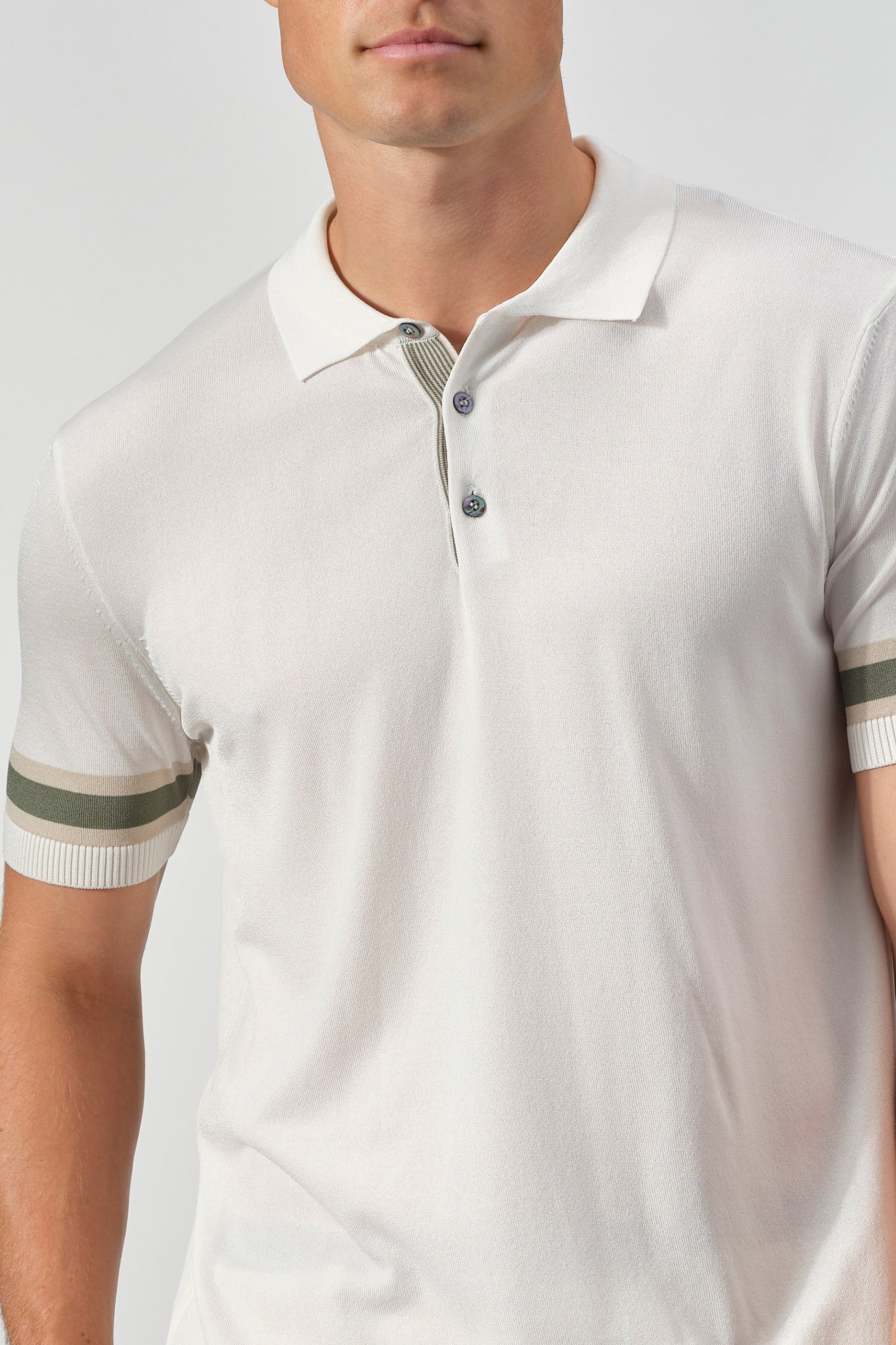 Striped Cuff Knit Polo