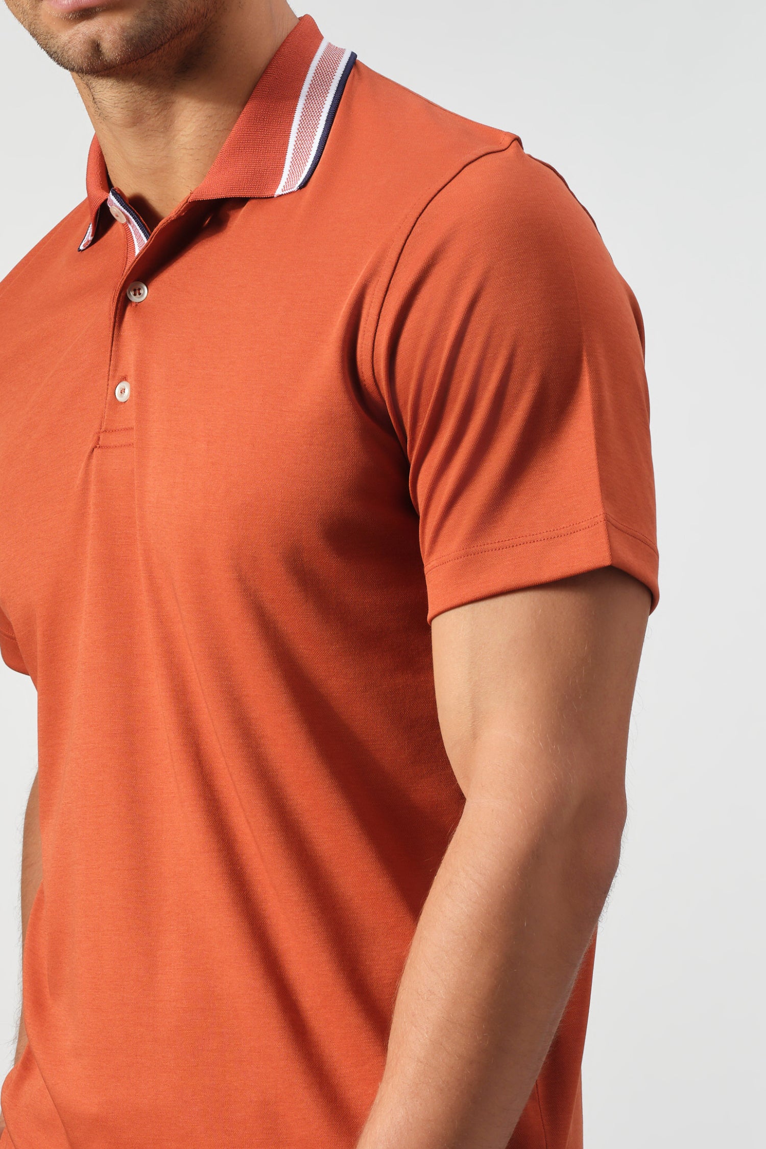 Textured Cotton Polo with Contrast Details