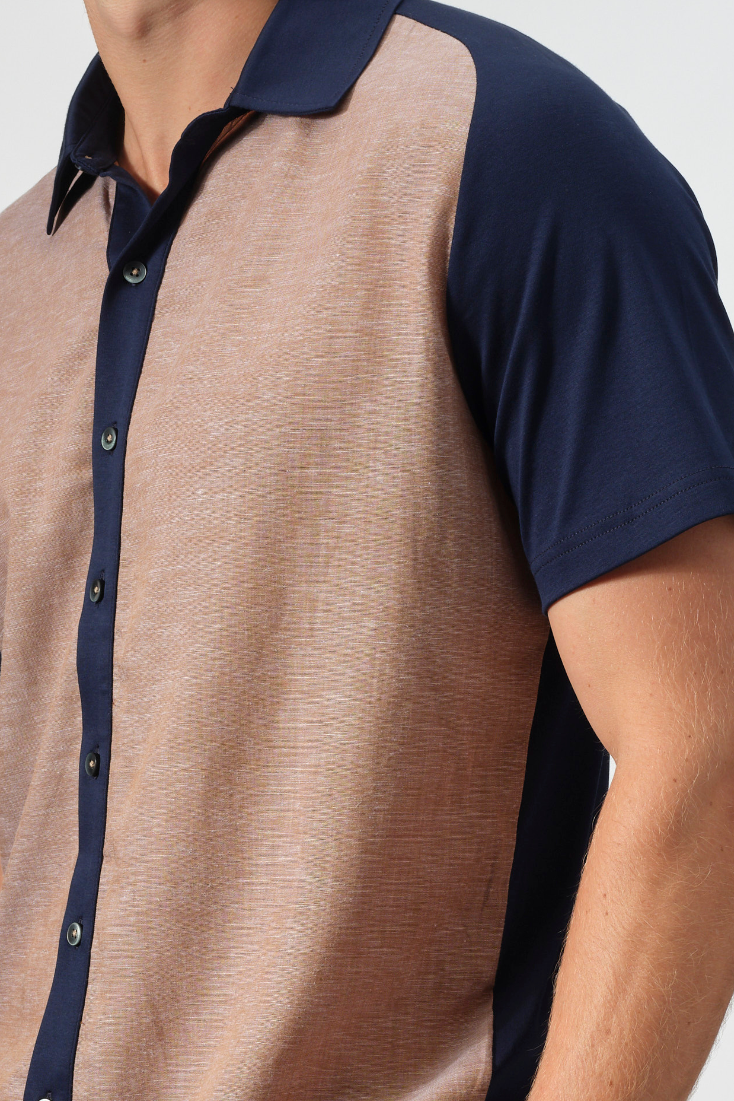 SetaTouch Linen-Tencel Colorblock Polo Shirt