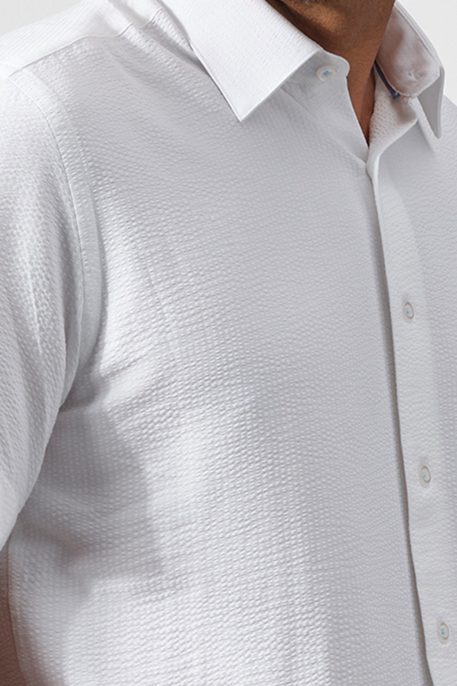 Textured Viscose Blend Short Sleeve Shirt
