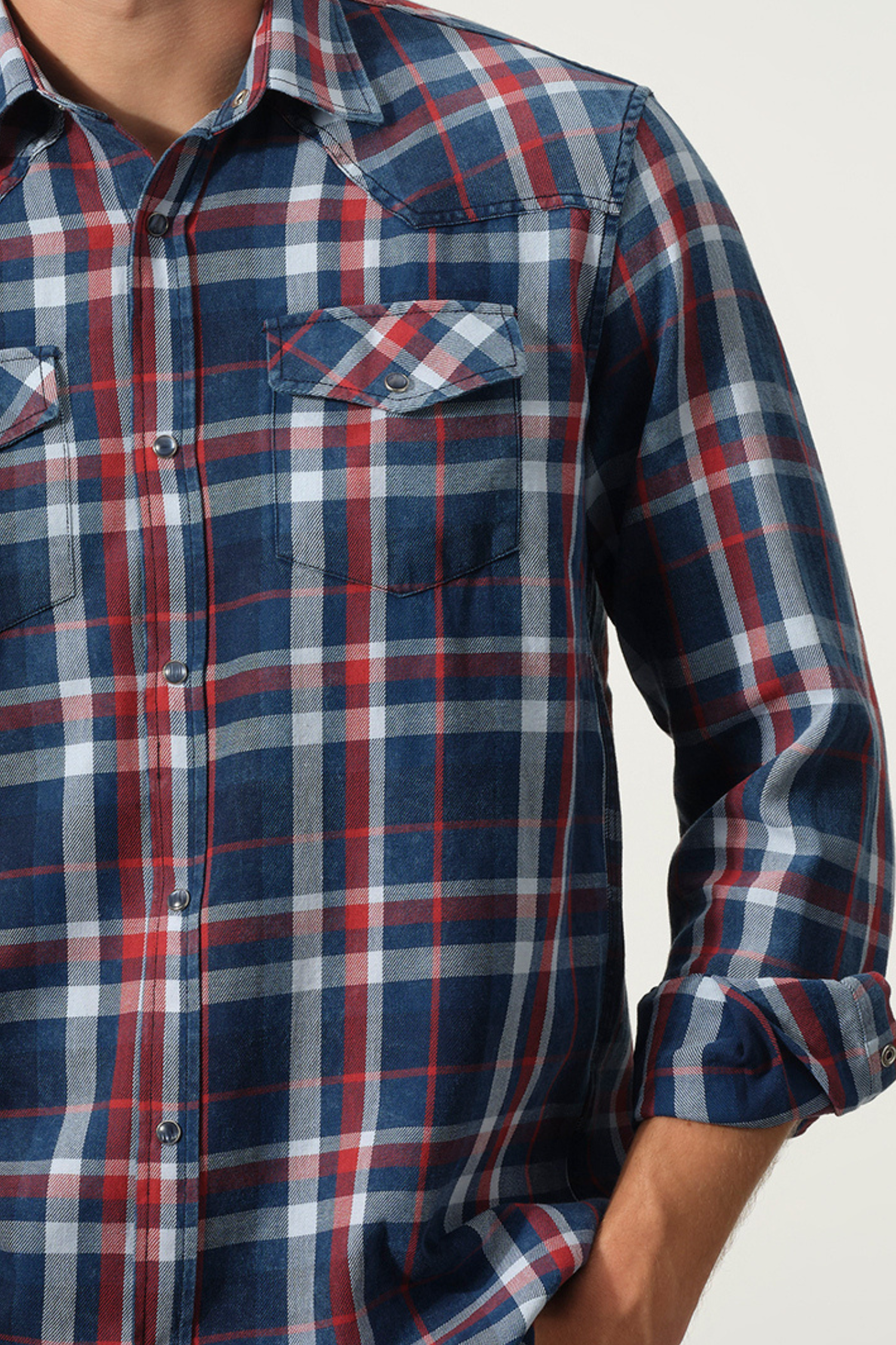 Classic Plaid Cotton Snap Shirt