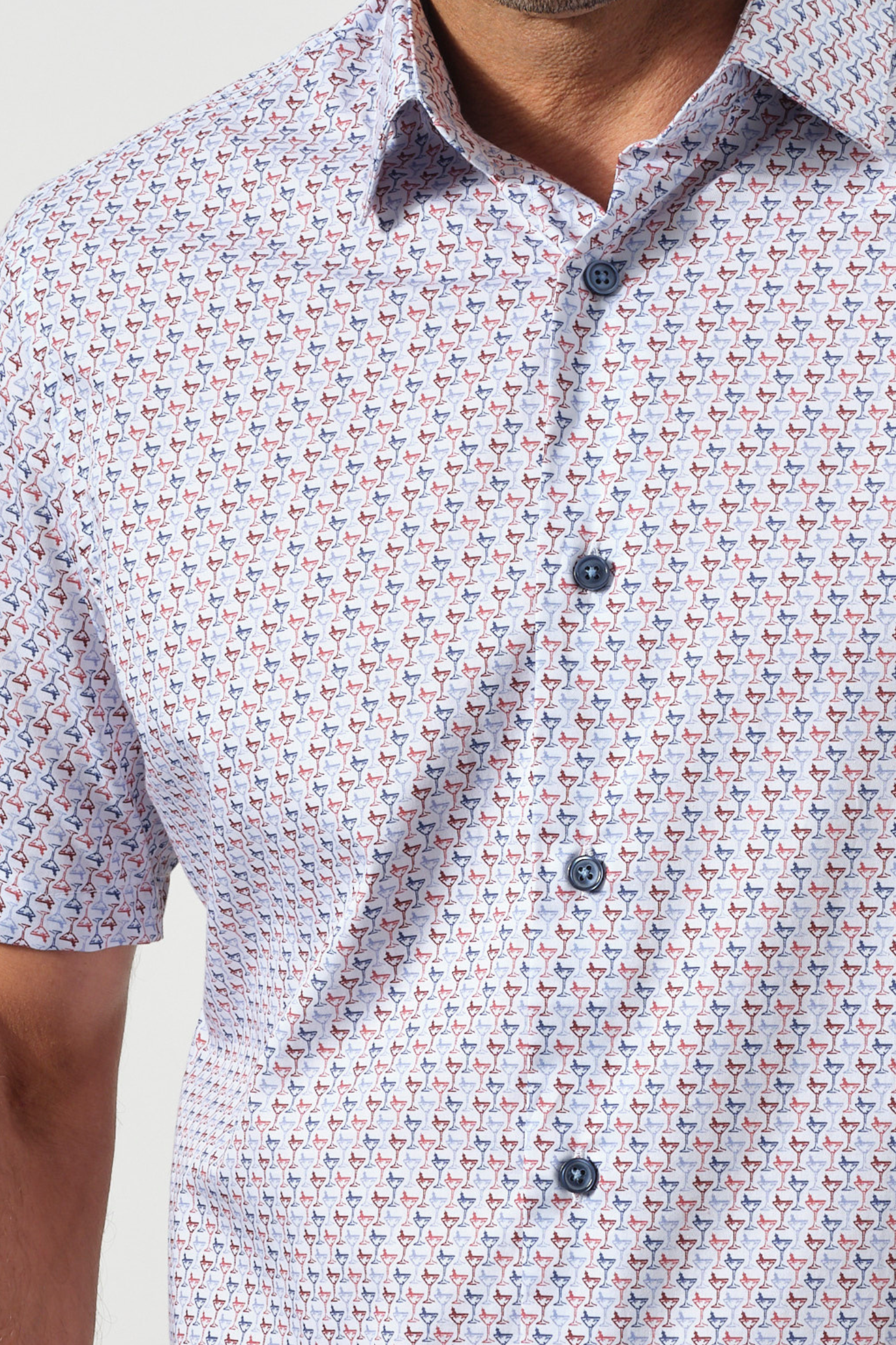 Martini Micro-Print Stretch Cotton Shirt