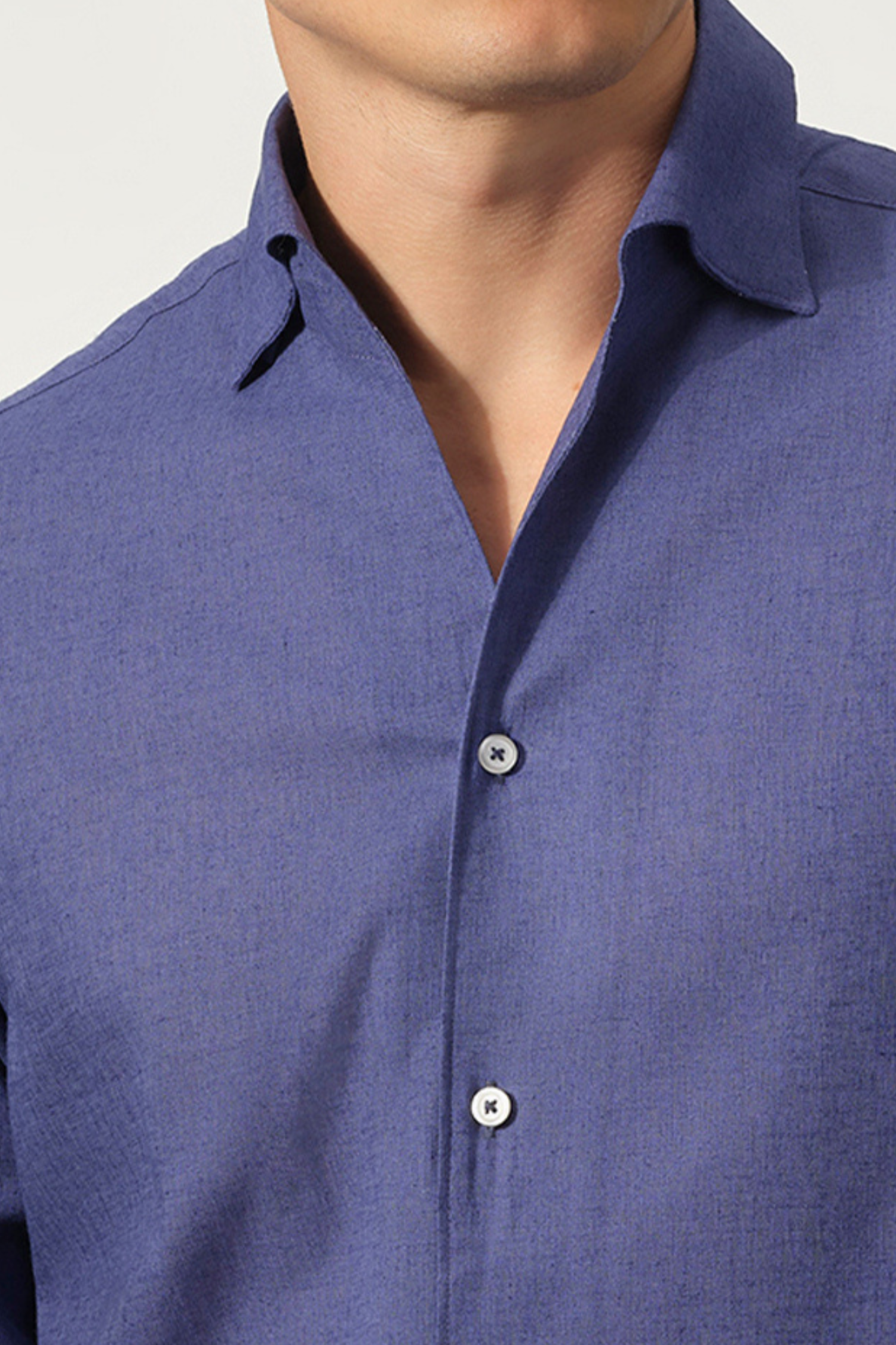 Roll Up Collar Linen Blend Shirt