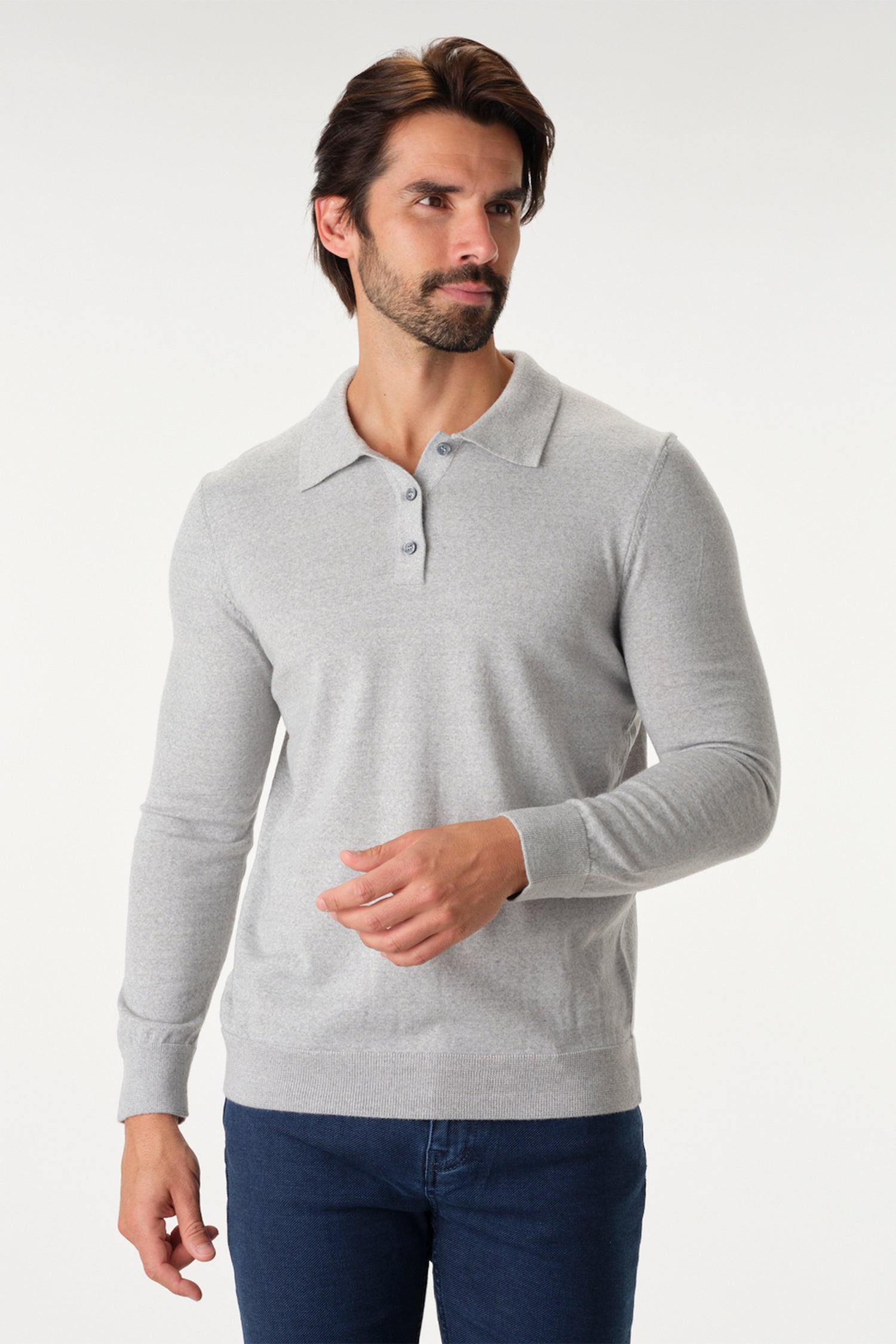 Merino Wool Solid Polo Sweater