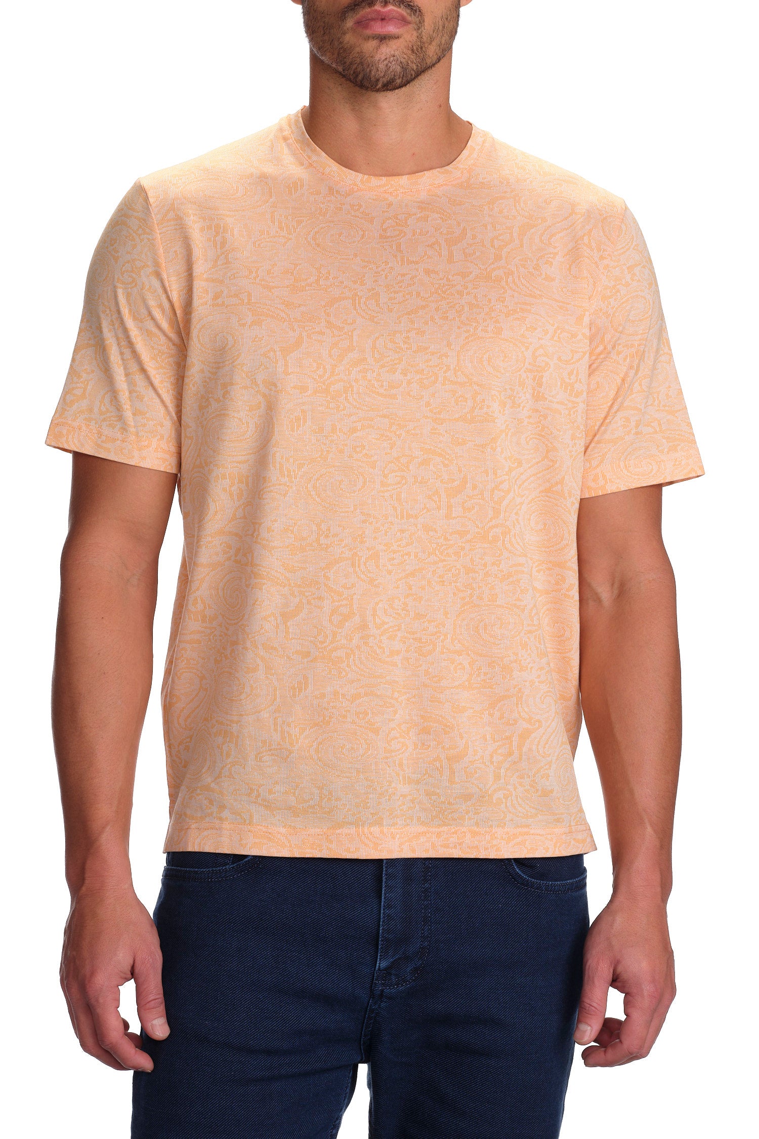 Jacquard Crew Neck T-Shirt In Coral