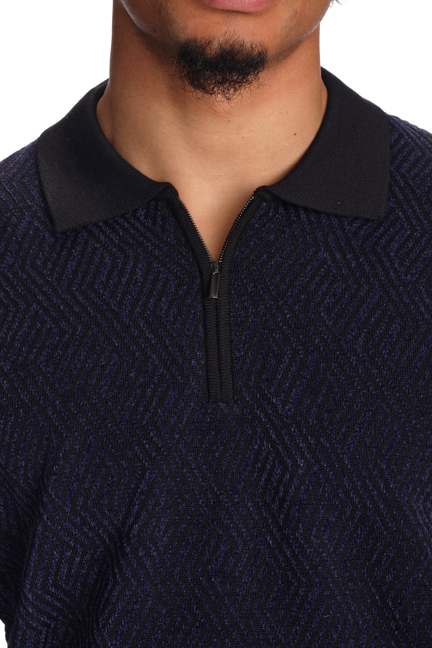 Jacquard Polo Zip Sweater