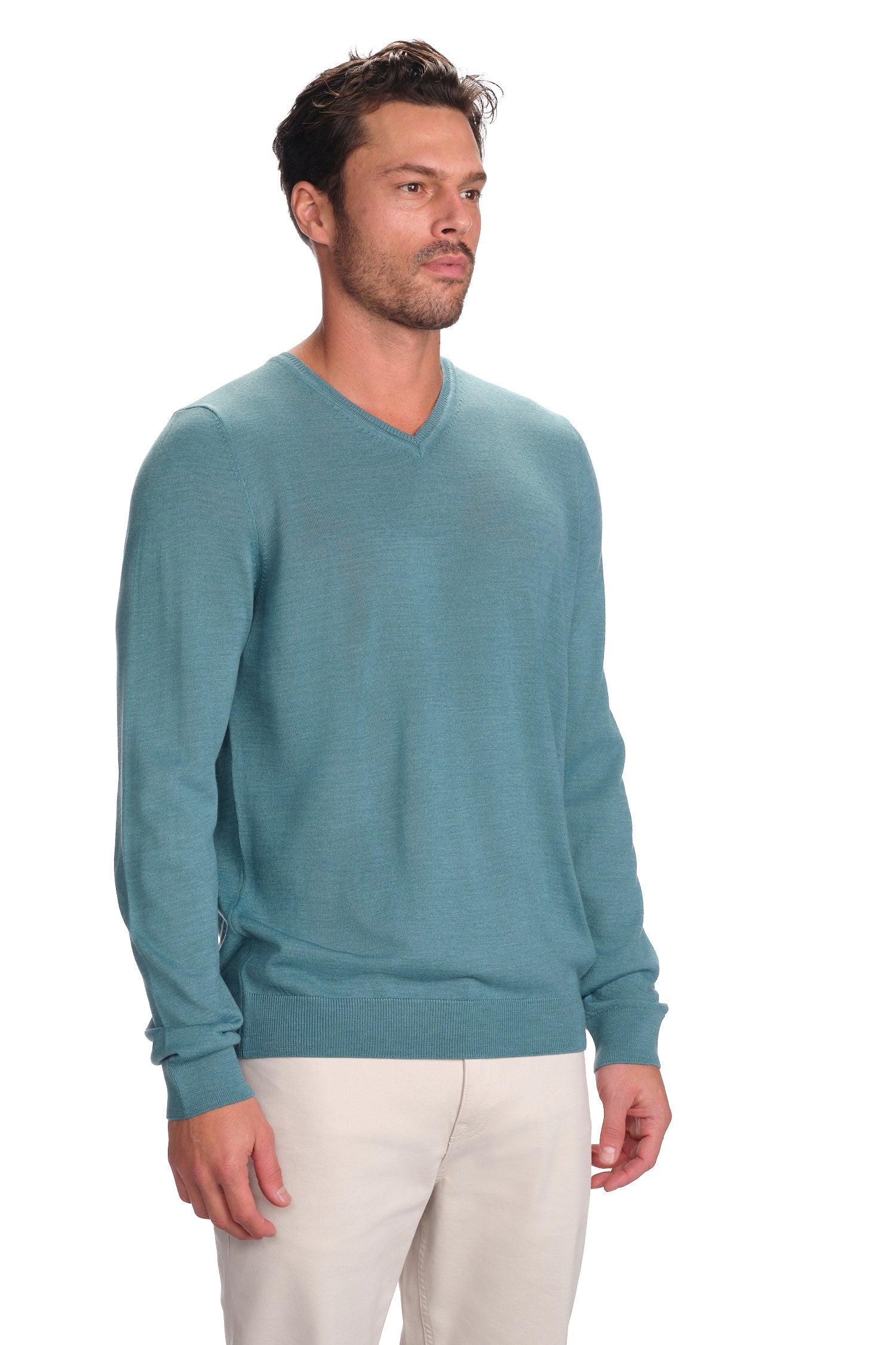 Merino Wool Solid V-Neck Sweater