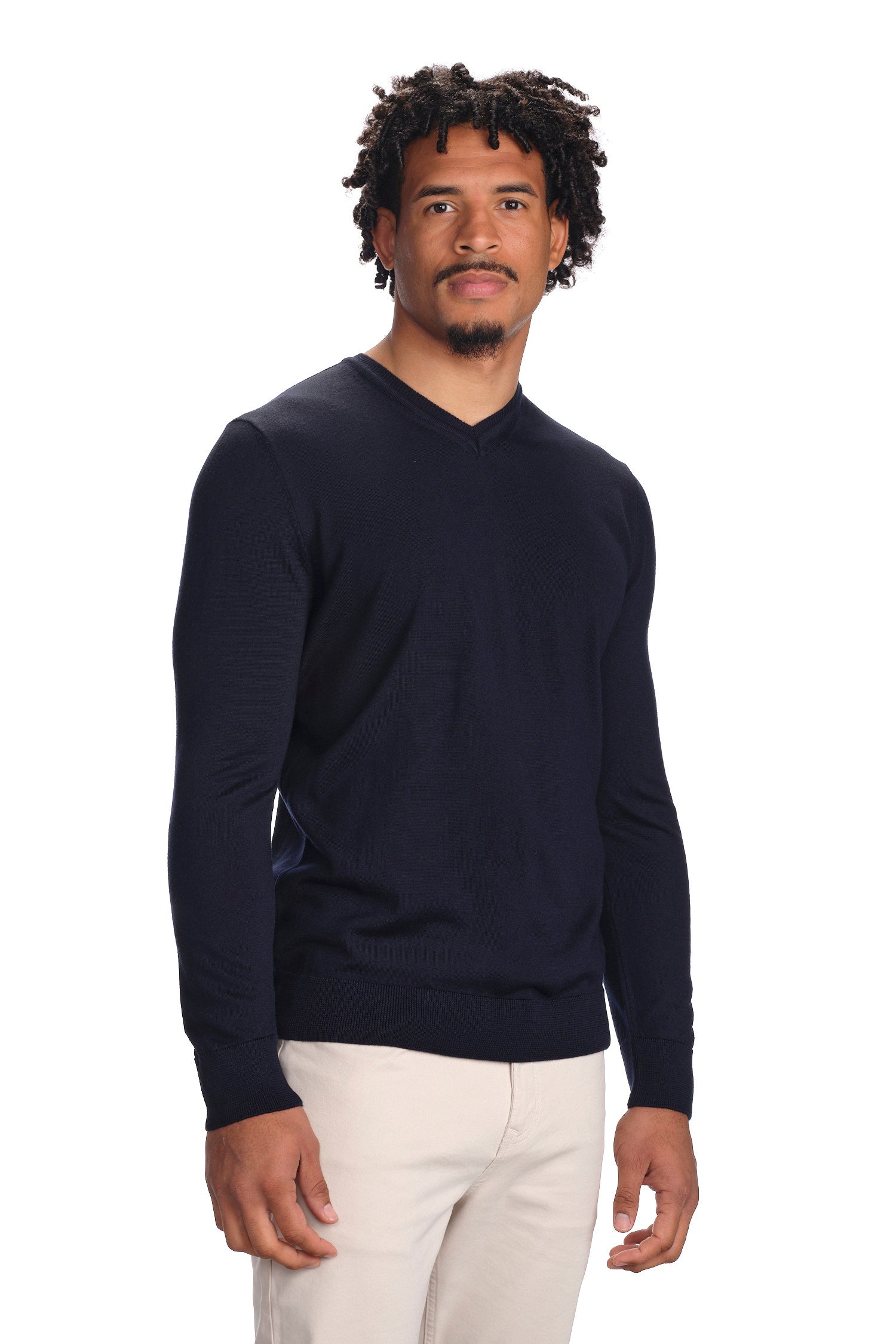 Merino Wool Solid V-Neck Sweater